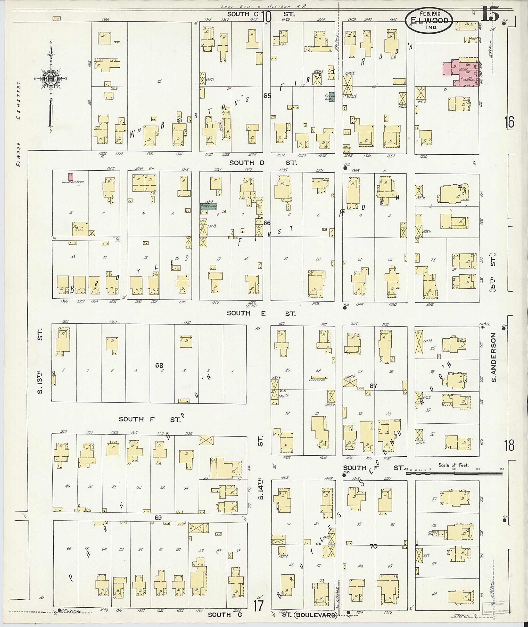 This old map of Elwood, Madison County, Indiana was created by Sanborn Map Company in 1910