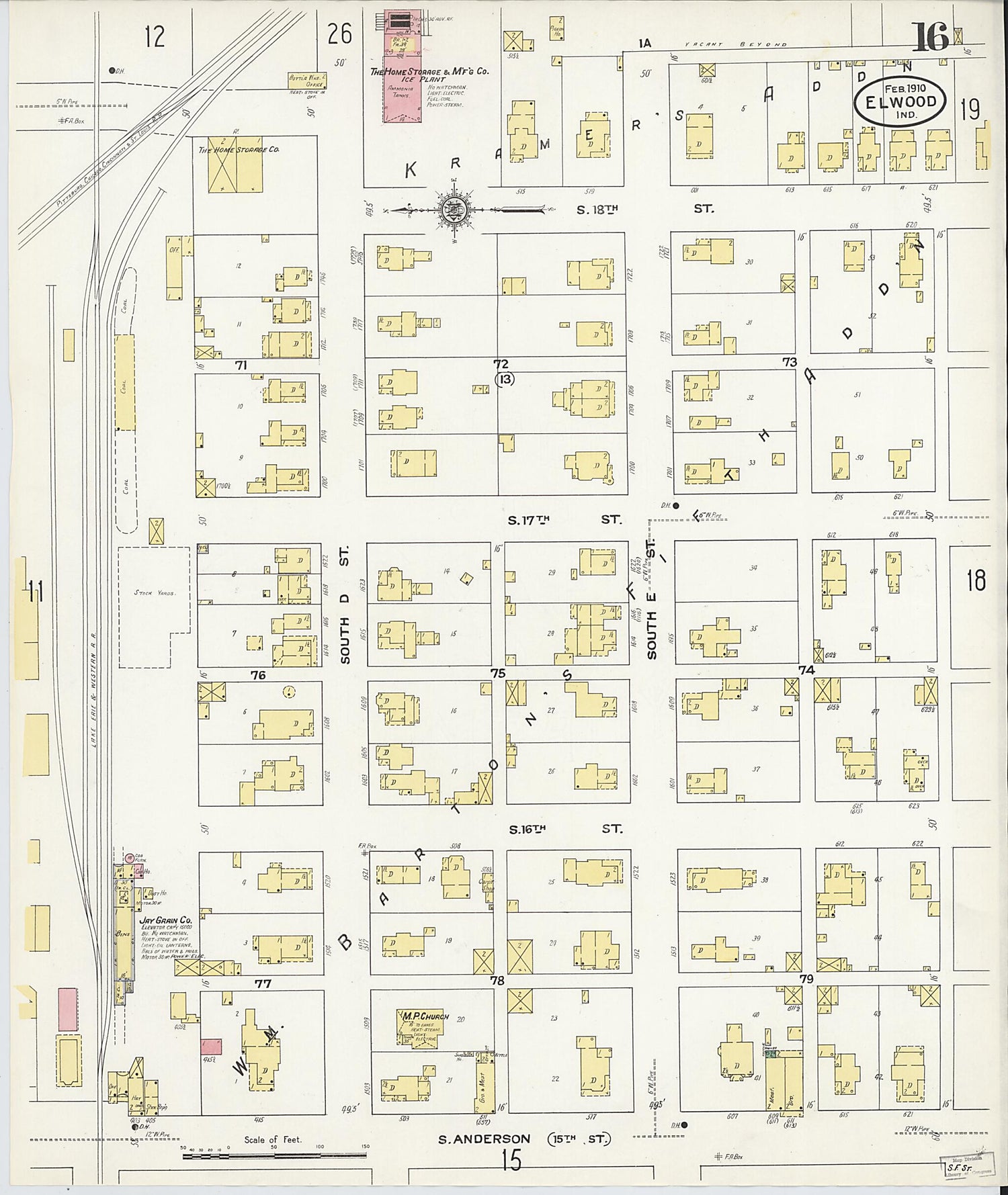 This old map of Elwood, Madison County, Indiana was created by Sanborn Map Company in 1910