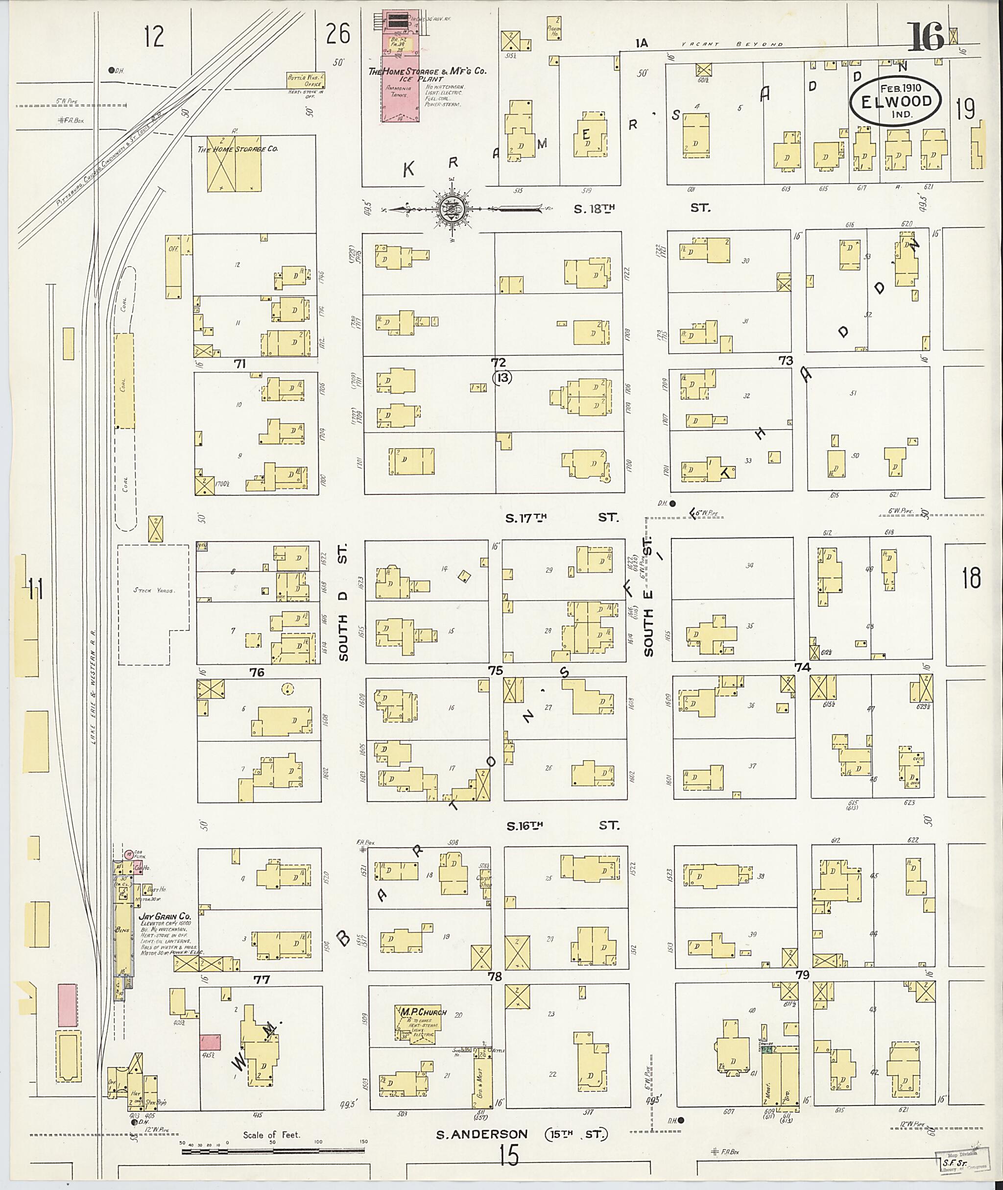 This old map of Elwood, Madison County, Indiana was created by Sanborn Map Company in 1910