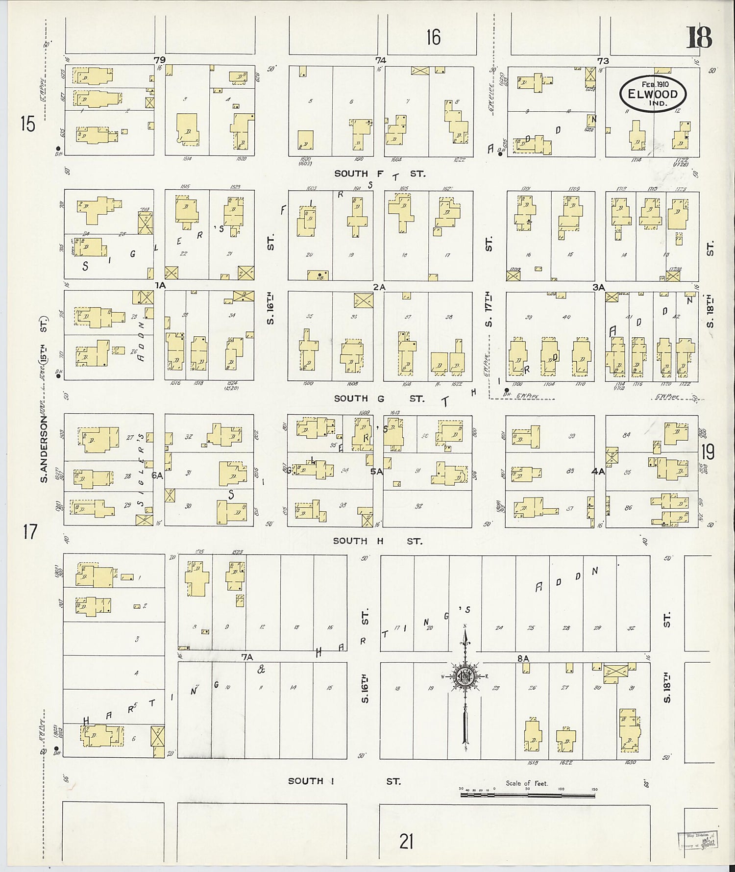 This old map of Elwood, Madison County, Indiana was created by Sanborn Map Company in 1910