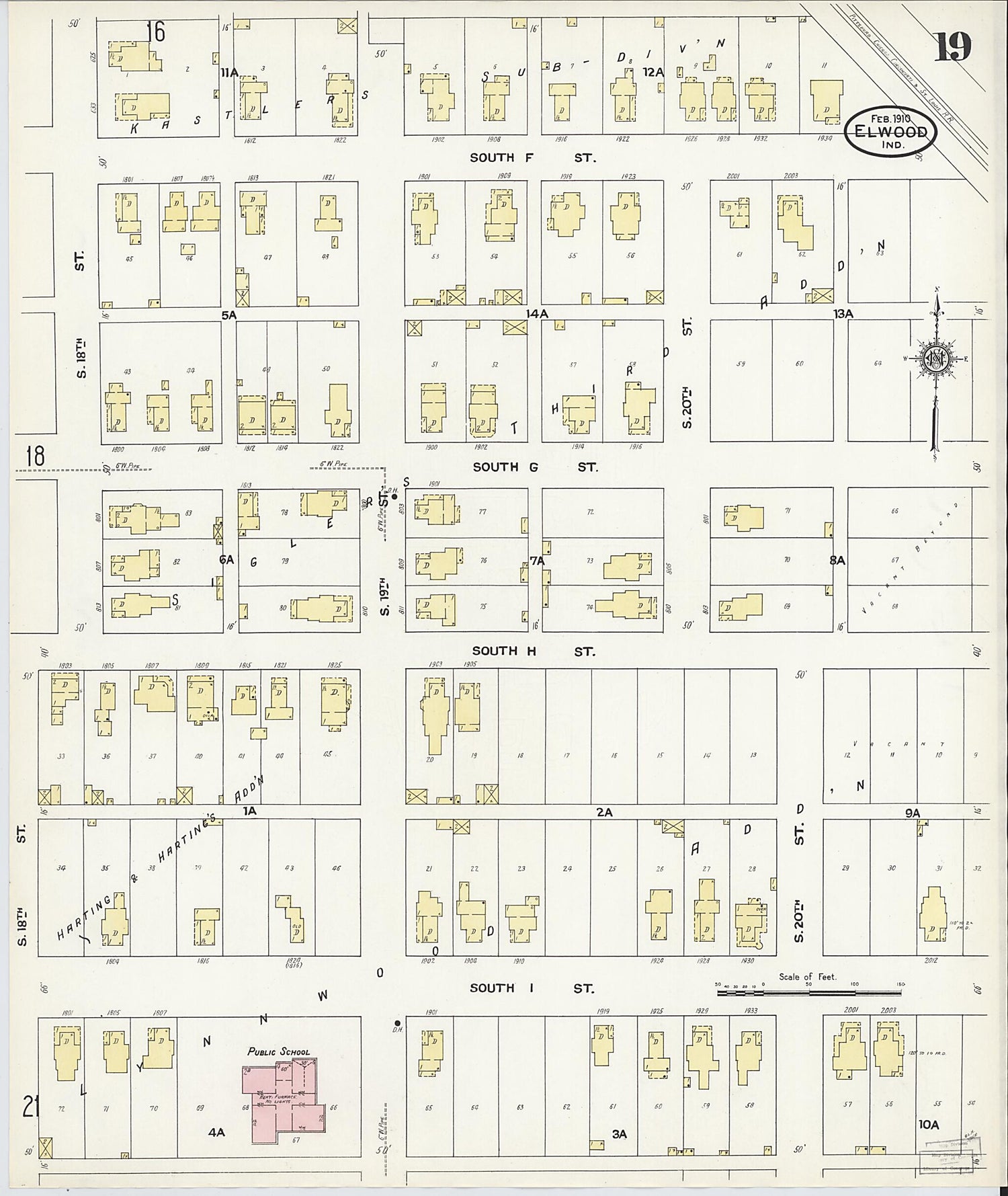 This old map of Elwood, Madison County, Indiana was created by Sanborn Map Company in 1910