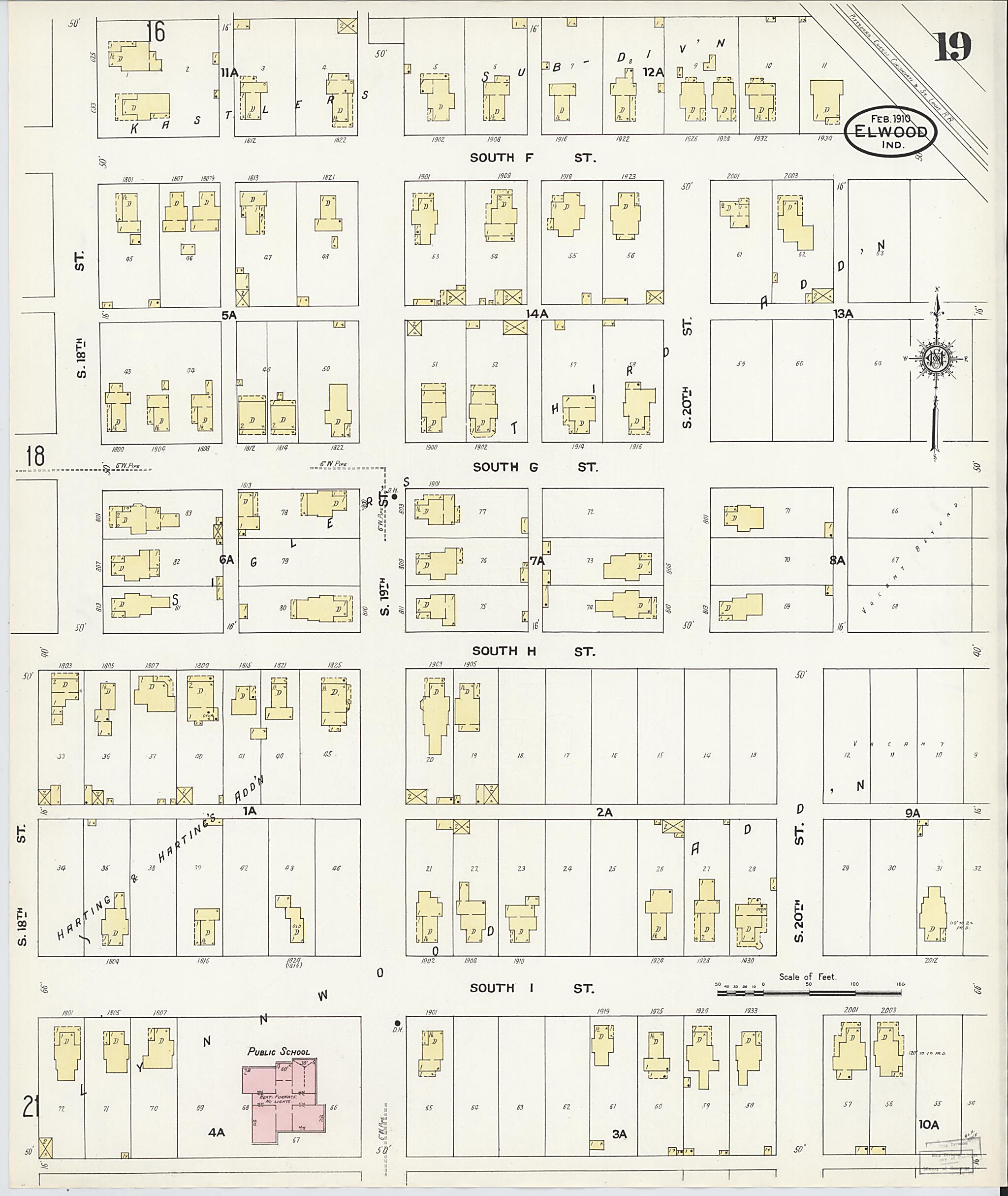 This old map of Elwood, Madison County, Indiana was created by Sanborn Map Company in 1910