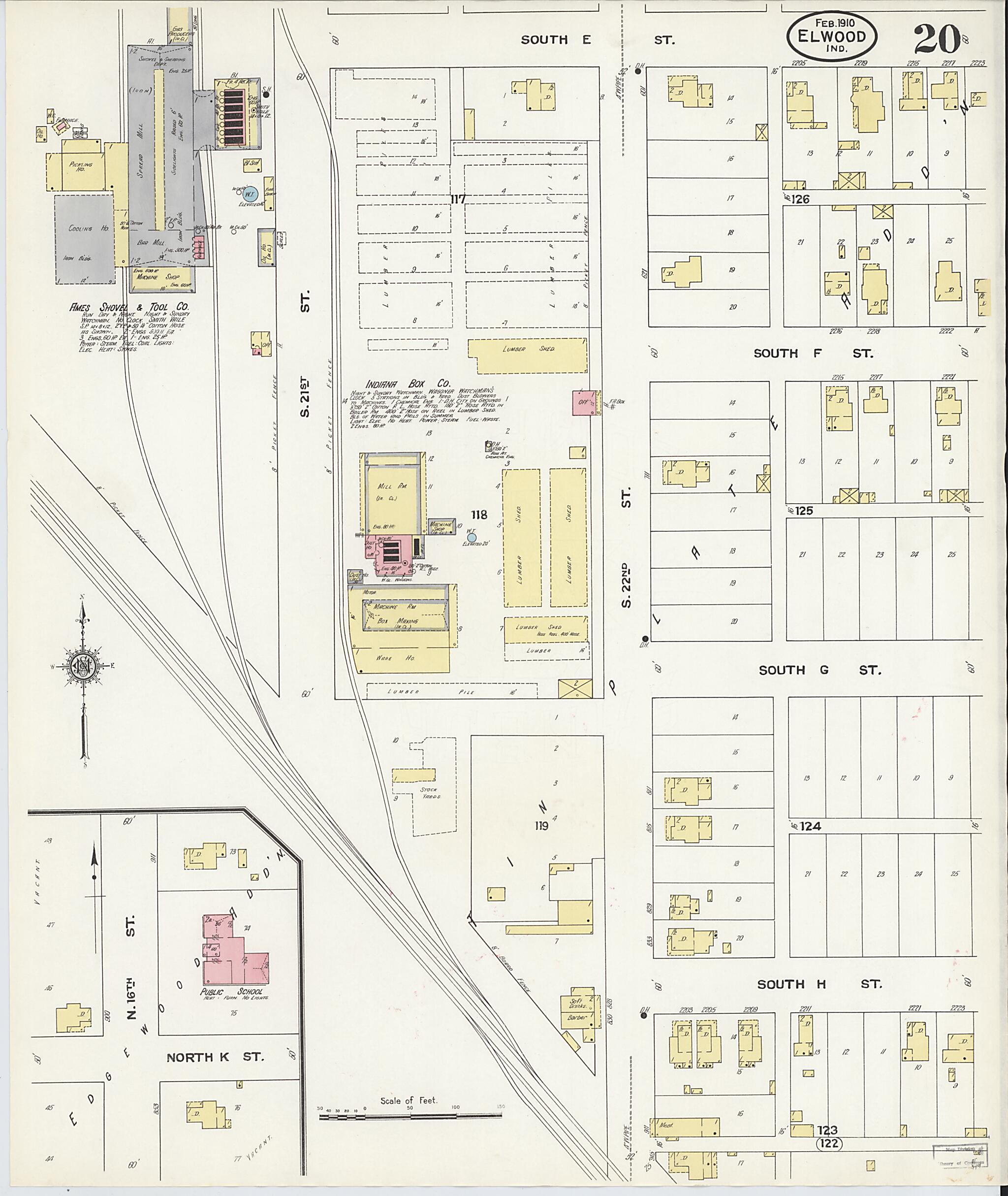 This old map of Elwood, Madison County, Indiana was created by Sanborn Map Company in 1910