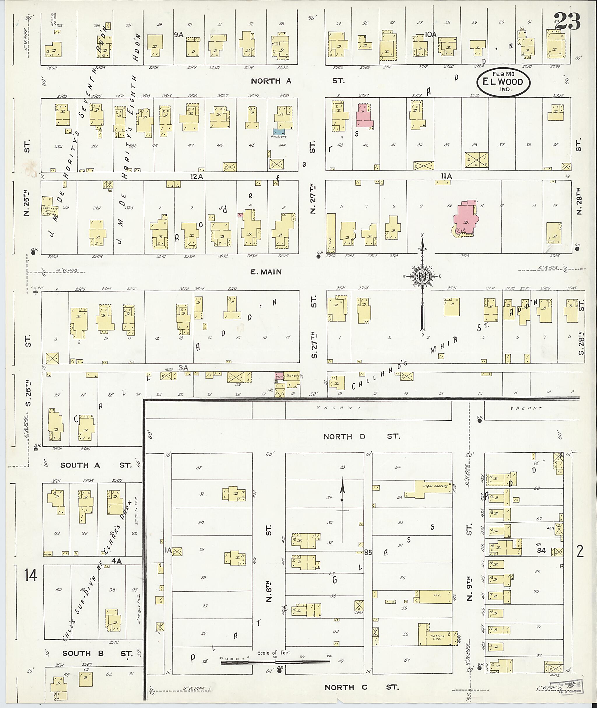 This old map of Elwood, Madison County, Indiana was created by Sanborn Map Company in 1910