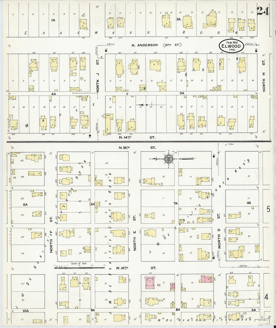 This old map of Elwood, Madison County, Indiana was created by Sanborn Map Company in 1910