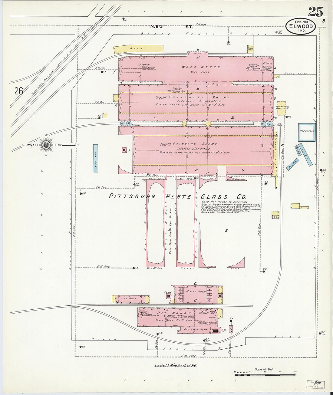 This old map of Elwood, Madison County, Indiana was created by Sanborn Map Company in 1910