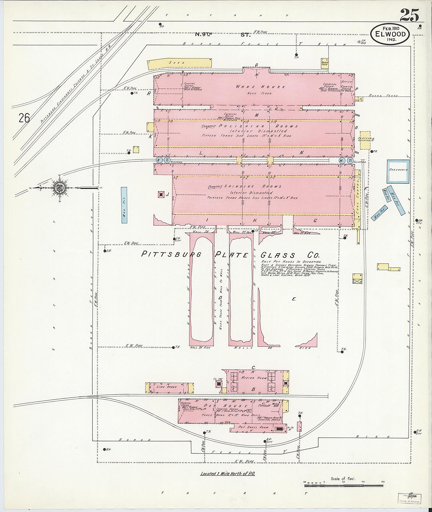 This old map of Elwood, Madison County, Indiana was created by Sanborn Map Company in 1910