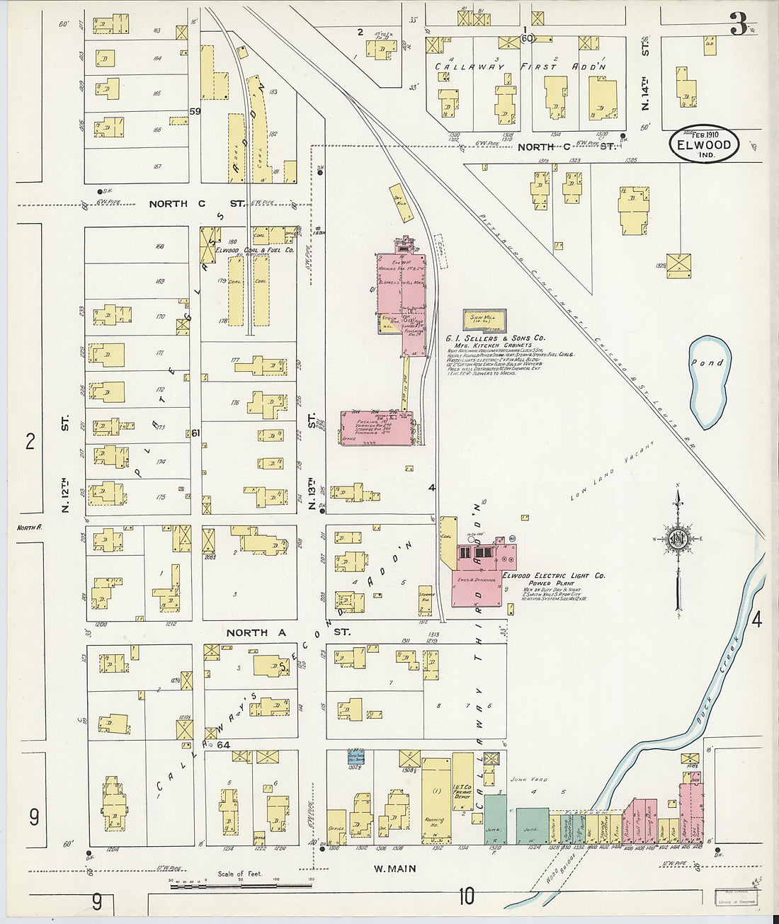 This old map of Elwood, Madison County, Indiana was created by Sanborn Map Company in 1910