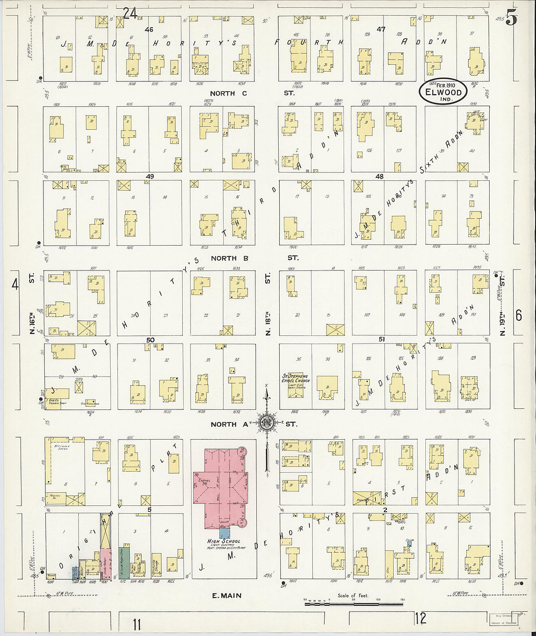 This old map of Elwood, Madison County, Indiana was created by Sanborn Map Company in 1910