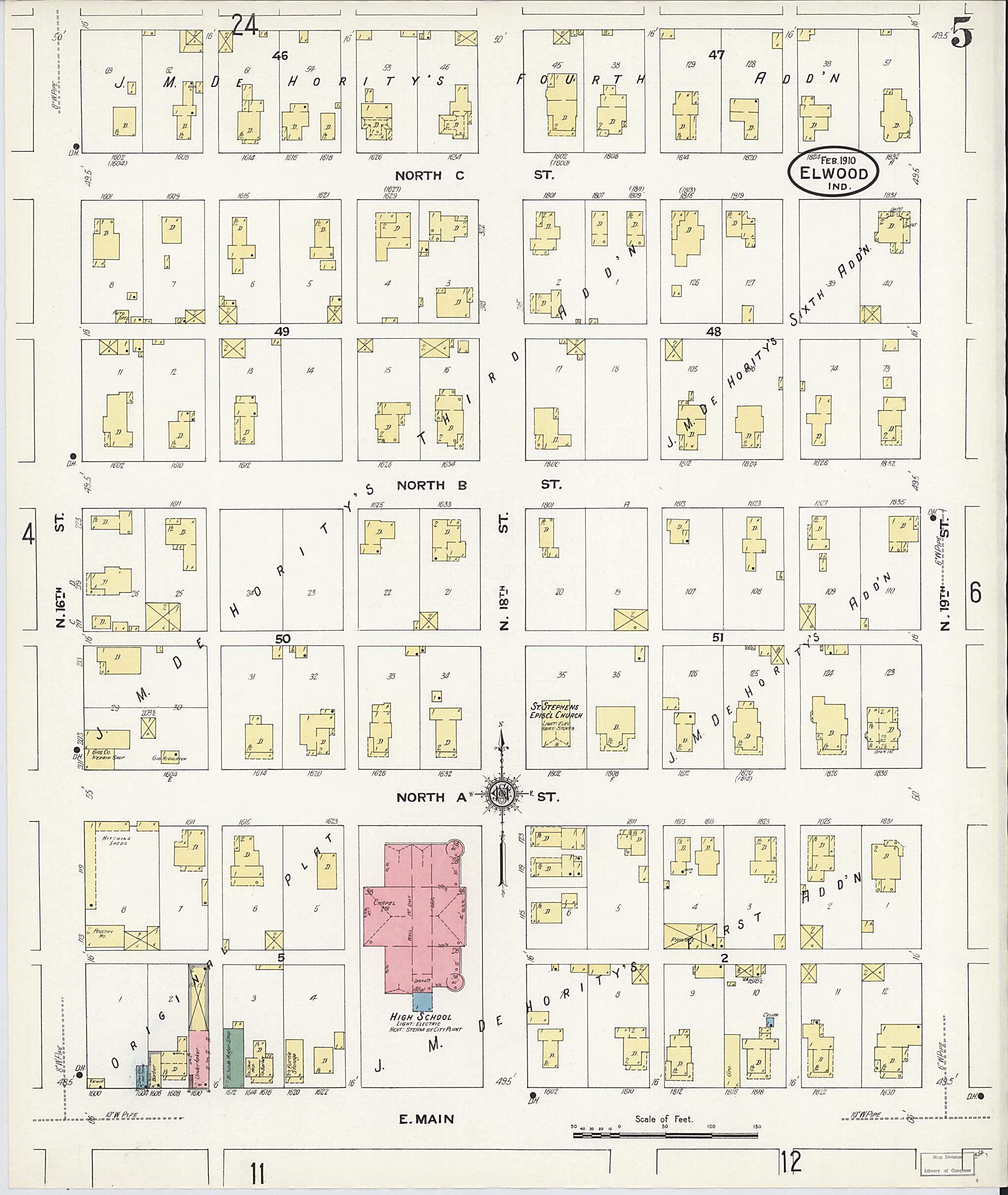 This old map of Elwood, Madison County, Indiana was created by Sanborn Map Company in 1910