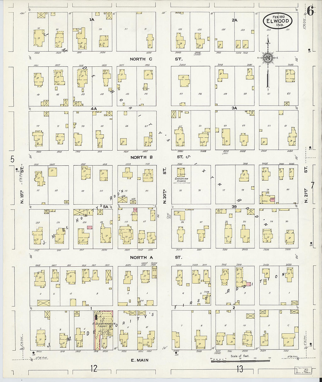 This old map of Elwood, Madison County, Indiana was created by Sanborn Map Company in 1910