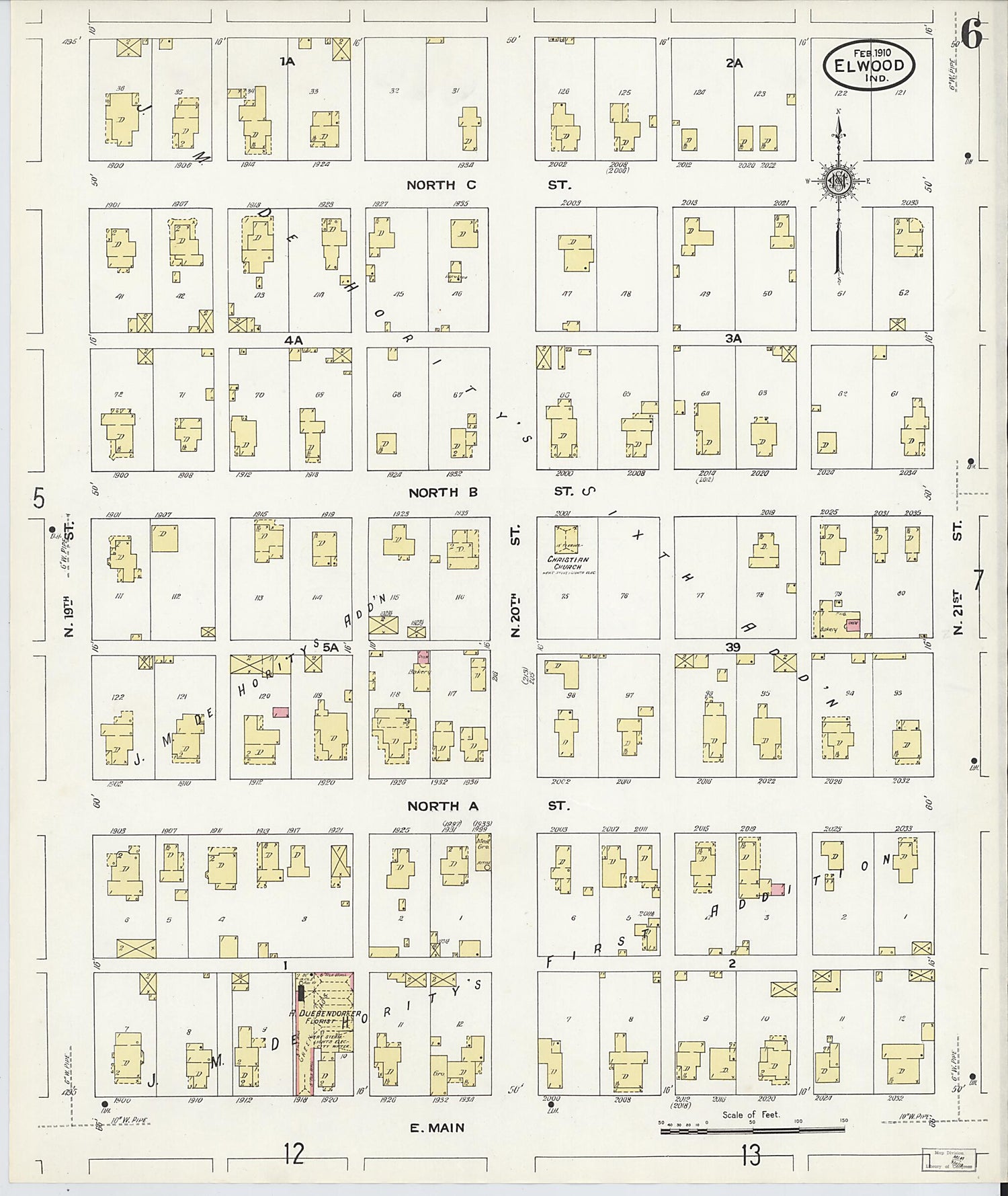 This old map of Elwood, Madison County, Indiana was created by Sanborn Map Company in 1910