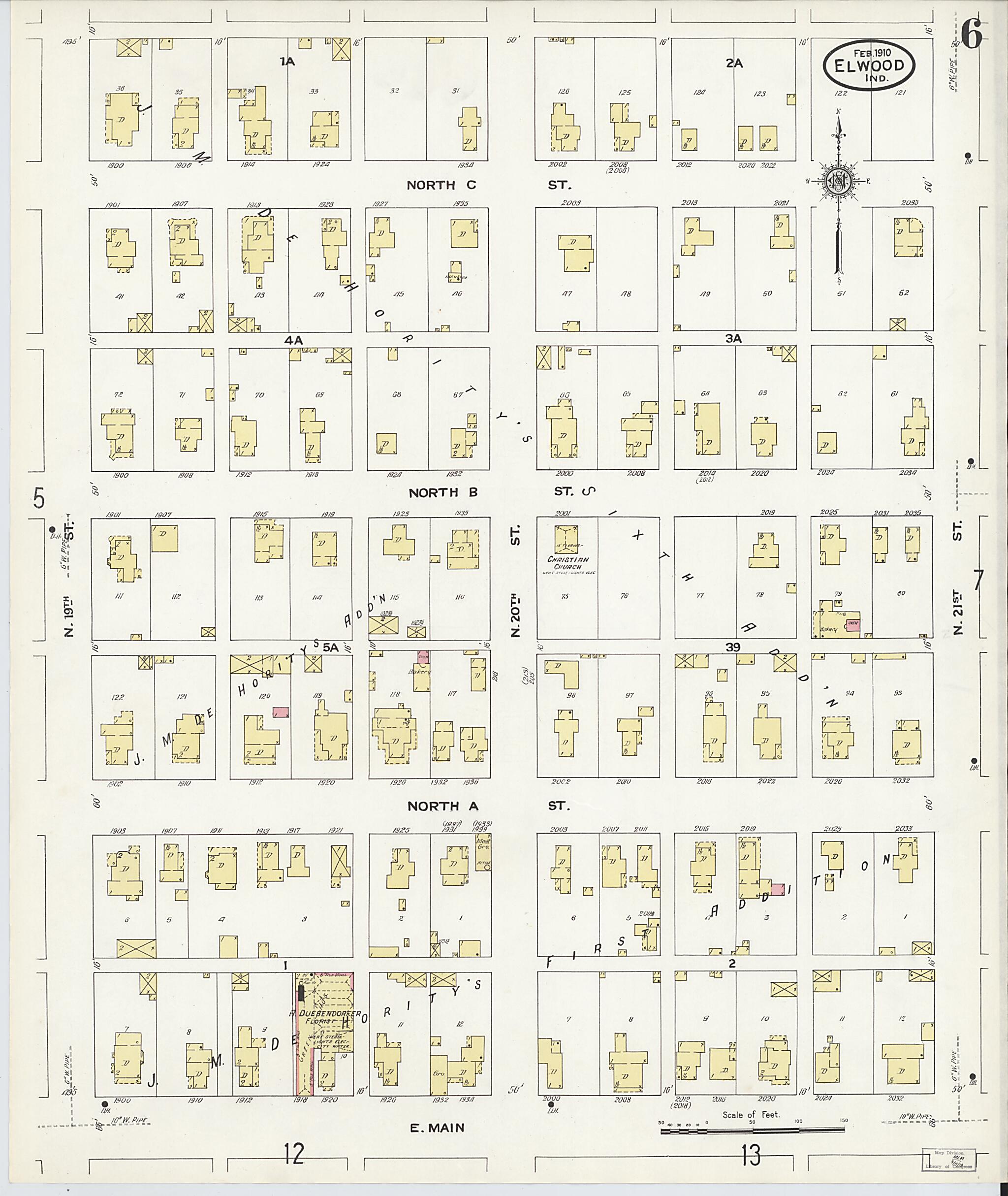 This old map of Elwood, Madison County, Indiana was created by Sanborn Map Company in 1910