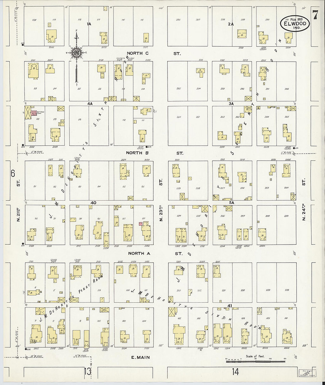 This old map of Elwood, Madison County, Indiana was created by Sanborn Map Company in 1910