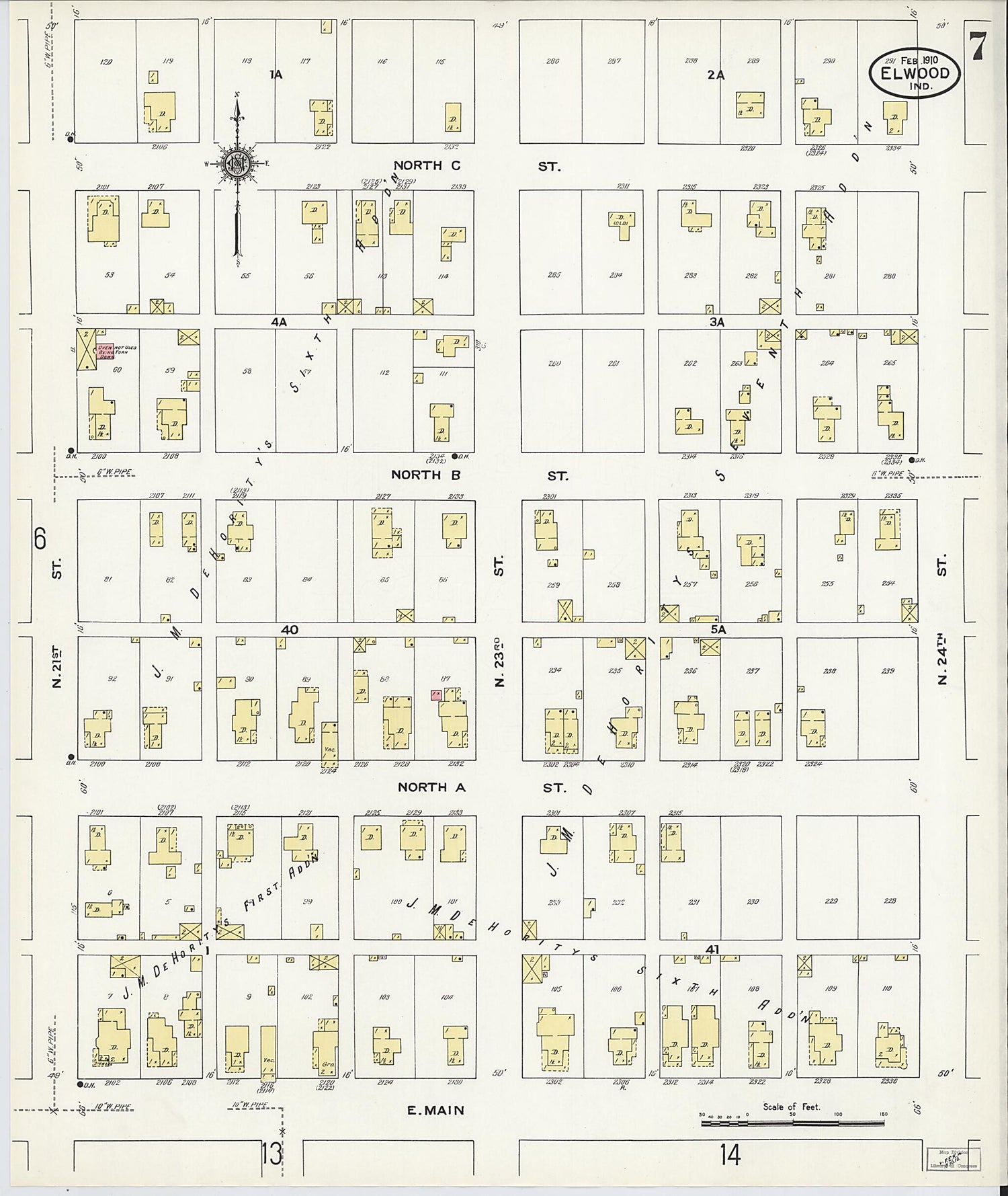 This old map of Elwood, Madison County, Indiana was created by Sanborn Map Company in 1910