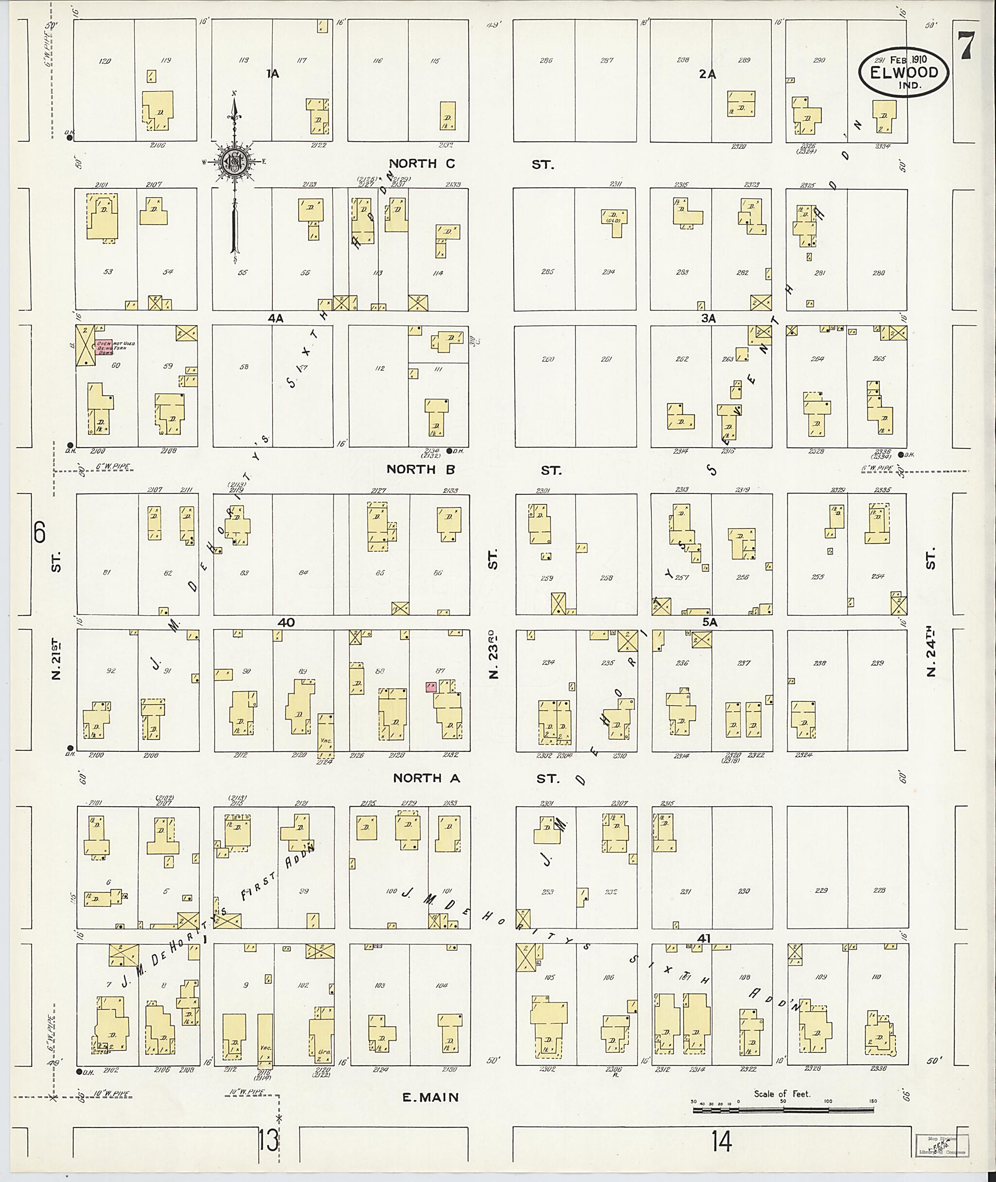 This old map of Elwood, Madison County, Indiana was created by Sanborn Map Company in 1910