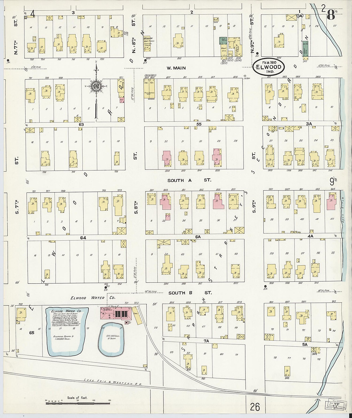 This old map of Elwood, Madison County, Indiana was created by Sanborn Map Company in 1910