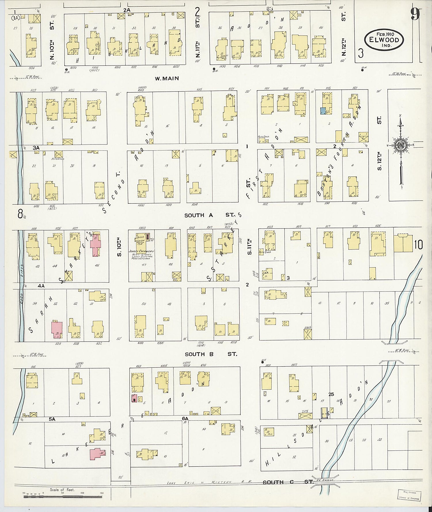 This old map of Elwood, Madison County, Indiana was created by Sanborn Map Company in 1910