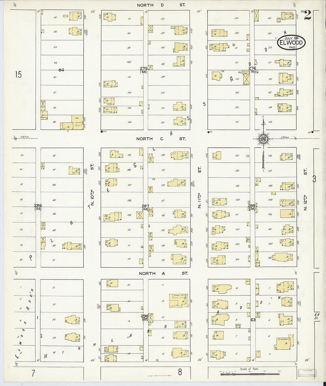 This old map of Elwood, Madison County, Indiana was created by Sanborn Map Company in 1916