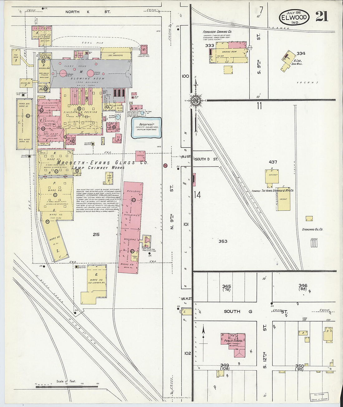 This old map of Elwood, Madison County, Indiana was created by Sanborn Map Company in 1916