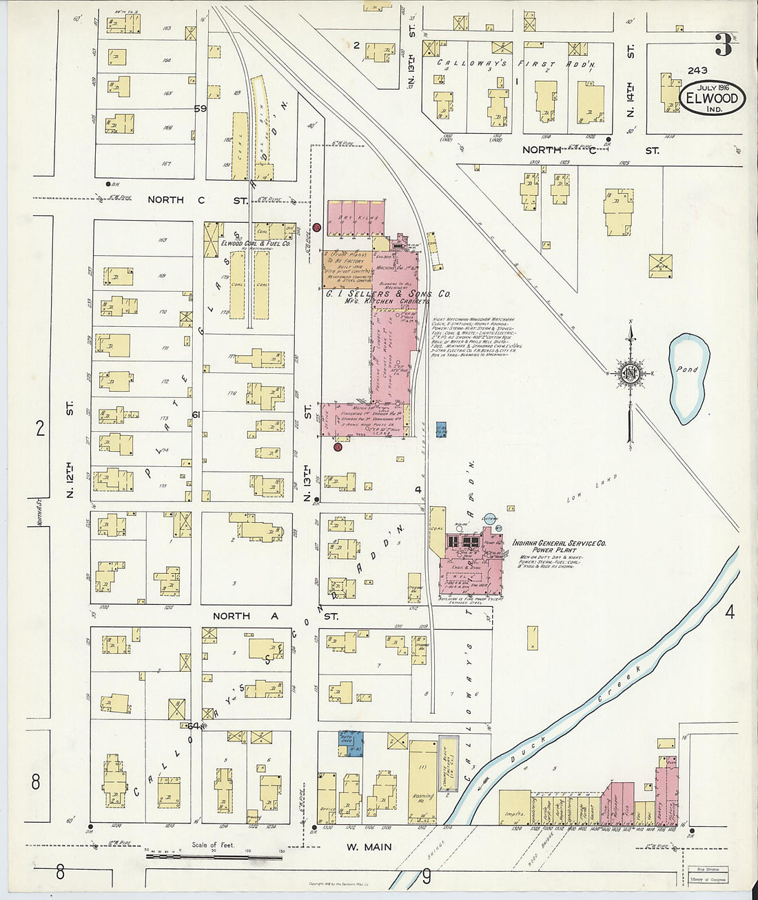 This old map of Elwood, Madison County, Indiana was created by Sanborn Map Company in 1916