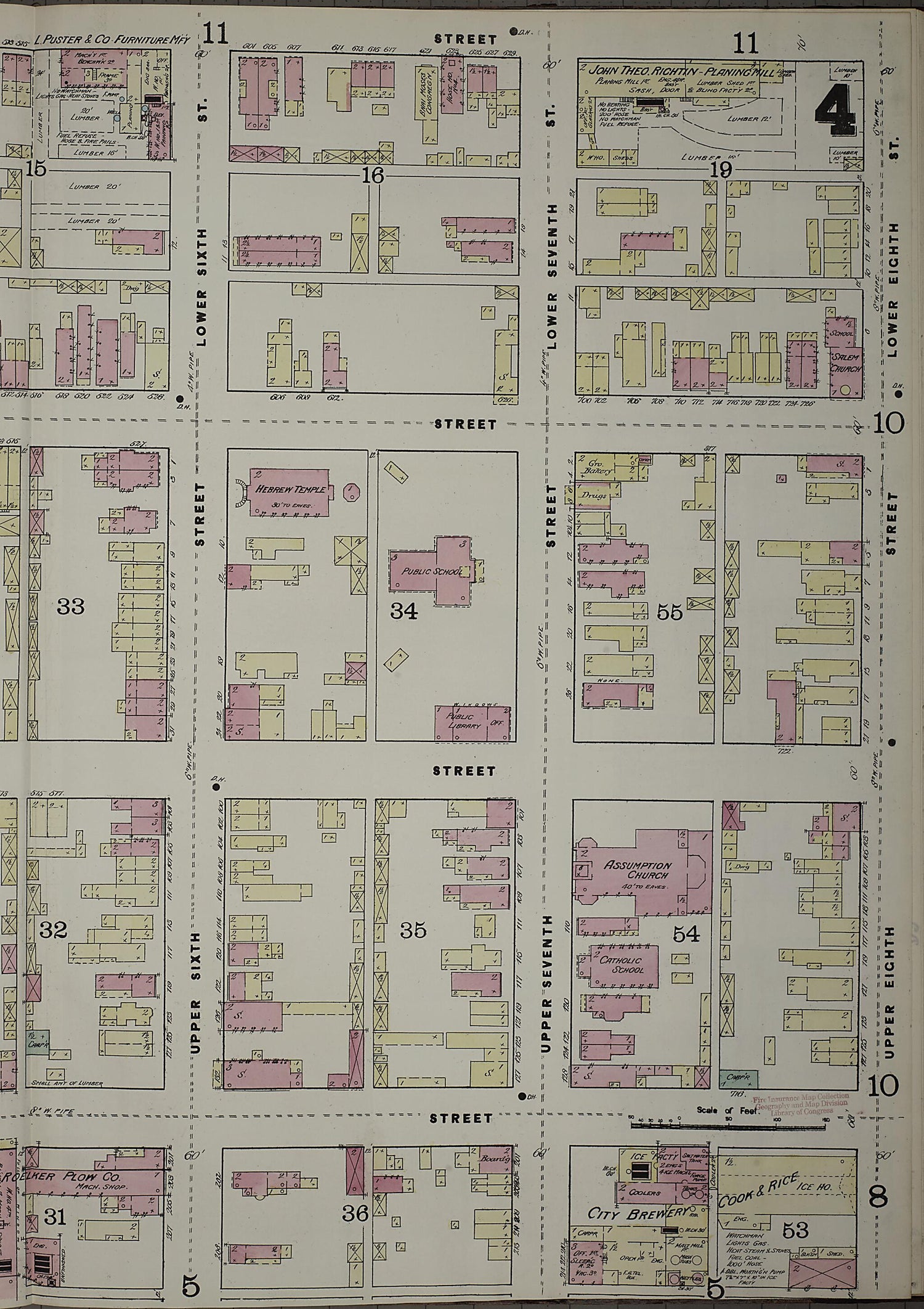 This old map of Evansville, Vanderburgh County, Indiana was created by Sanborn Map Company in 1884