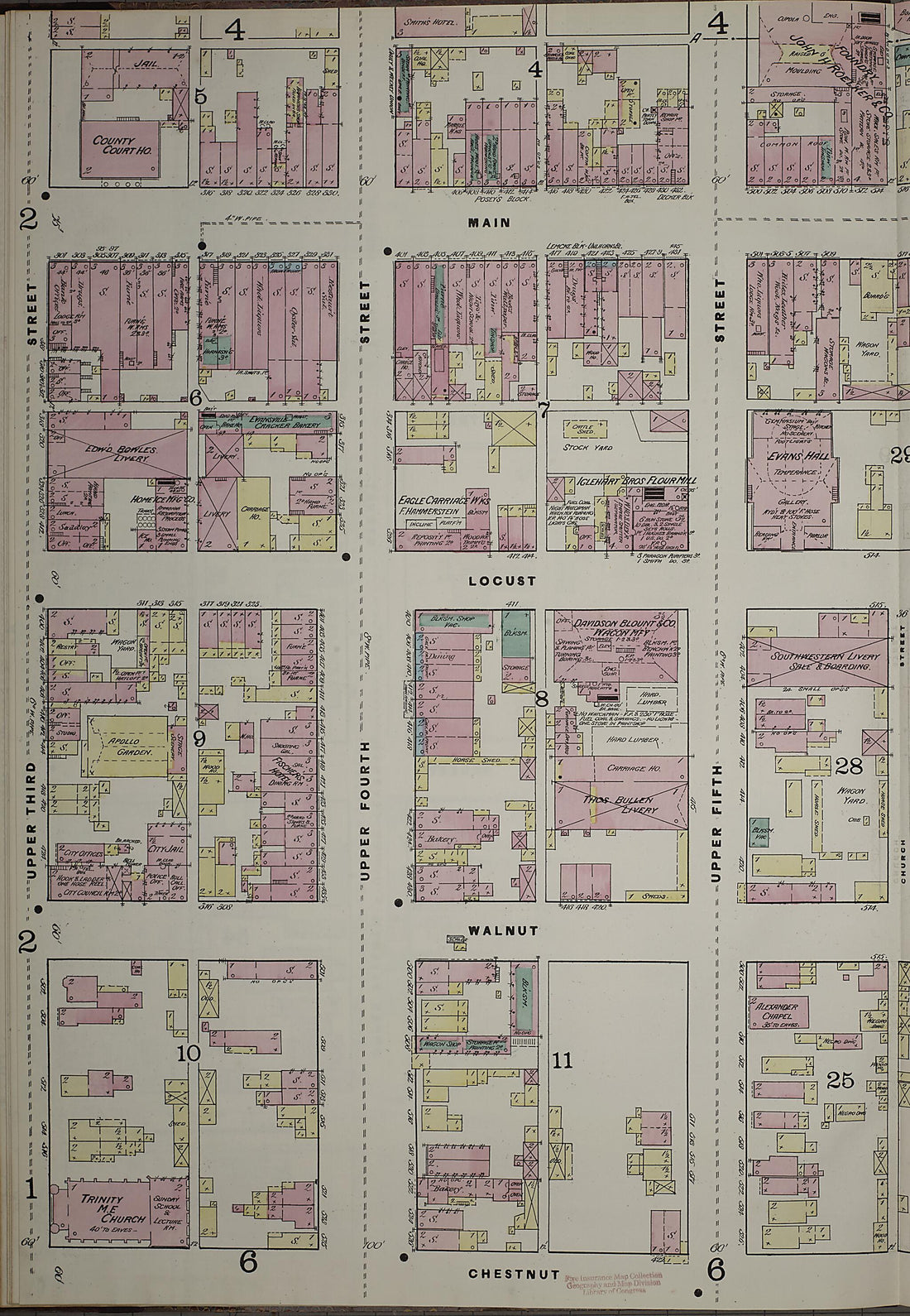 This old map of Evansville, Vanderburgh County, Indiana was created by Sanborn Map Company in 1884