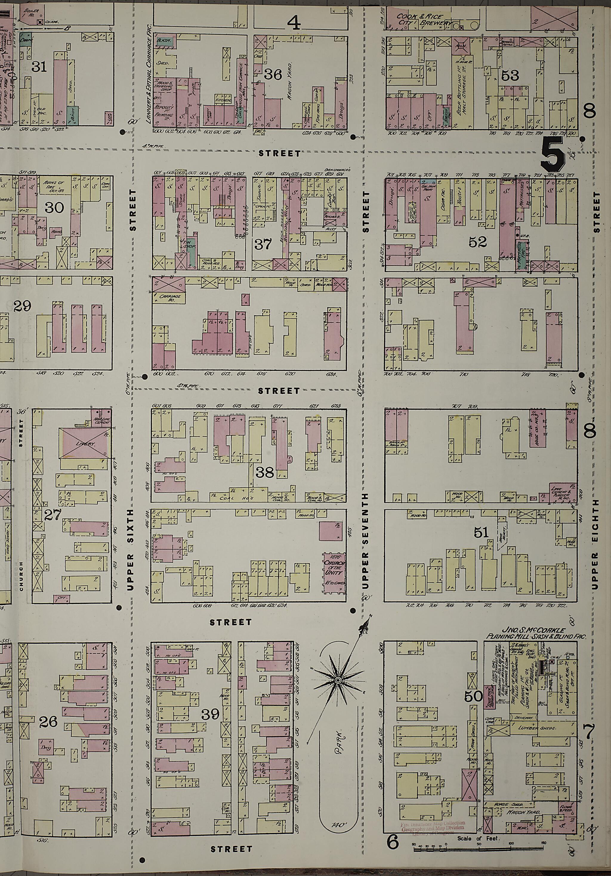 This old map of Evansville, Vanderburgh County, Indiana was created by Sanborn Map Company in 1884