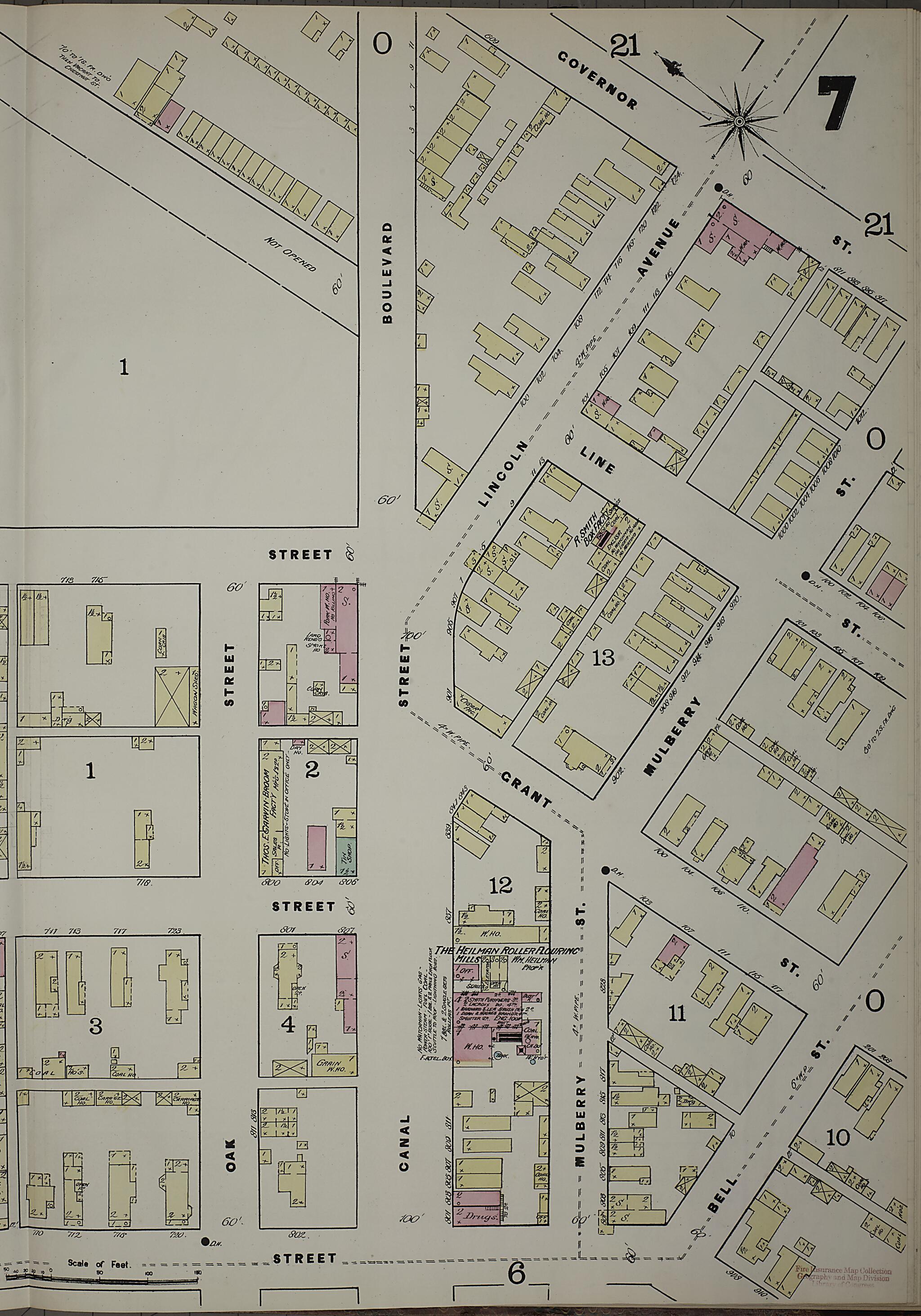 This old map of Evansville, Vanderburgh County, Indiana was created by Sanborn Map Company in 1884