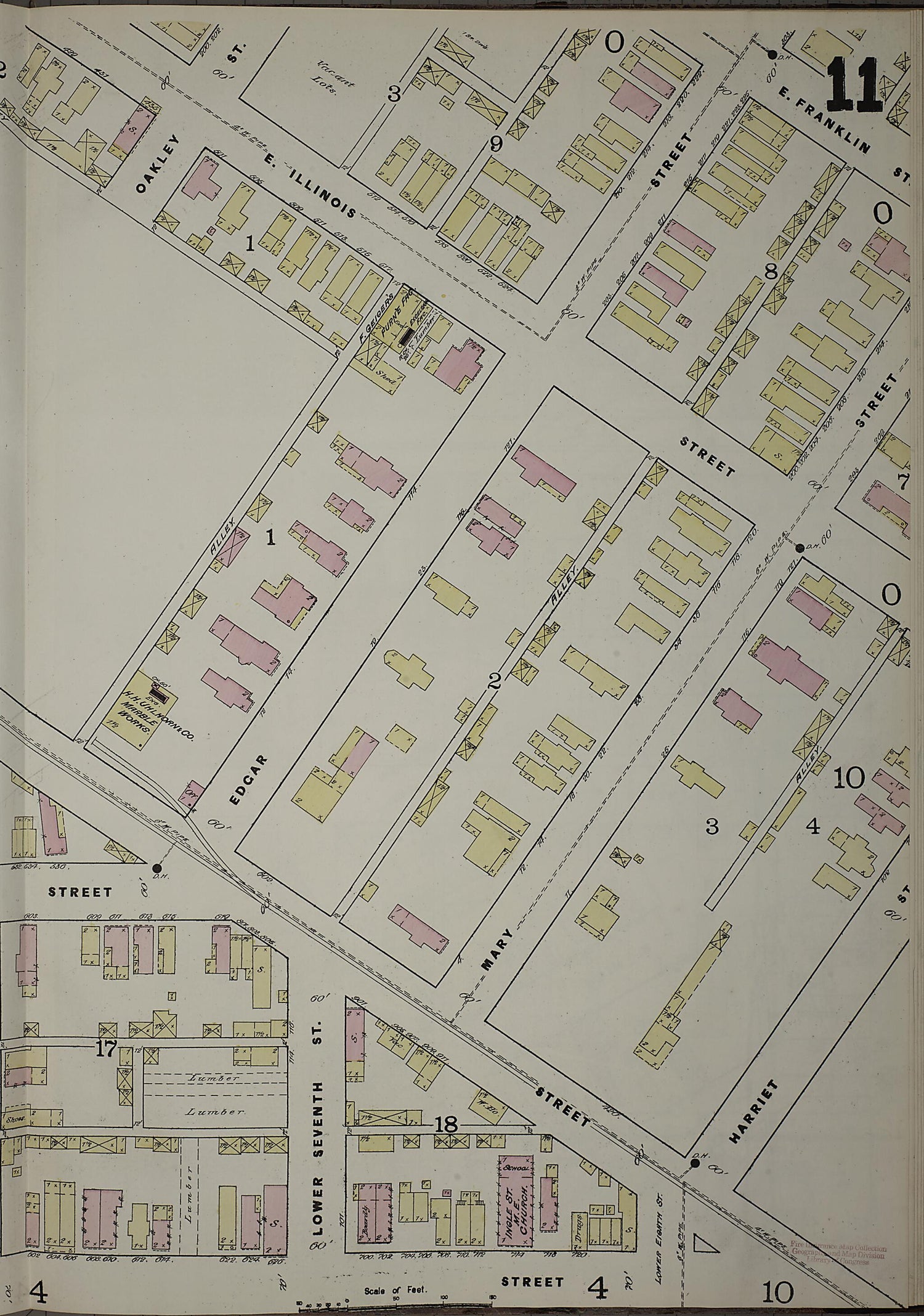 This old map of Evansville, Vanderburgh County, Indiana was created by Sanborn Map Company in 1884