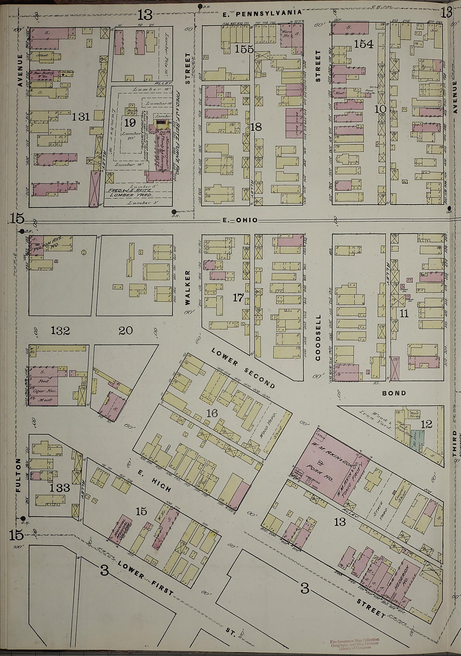 This old map of Evansville, Vanderburgh County, Indiana was created by Sanborn Map Company in 1884