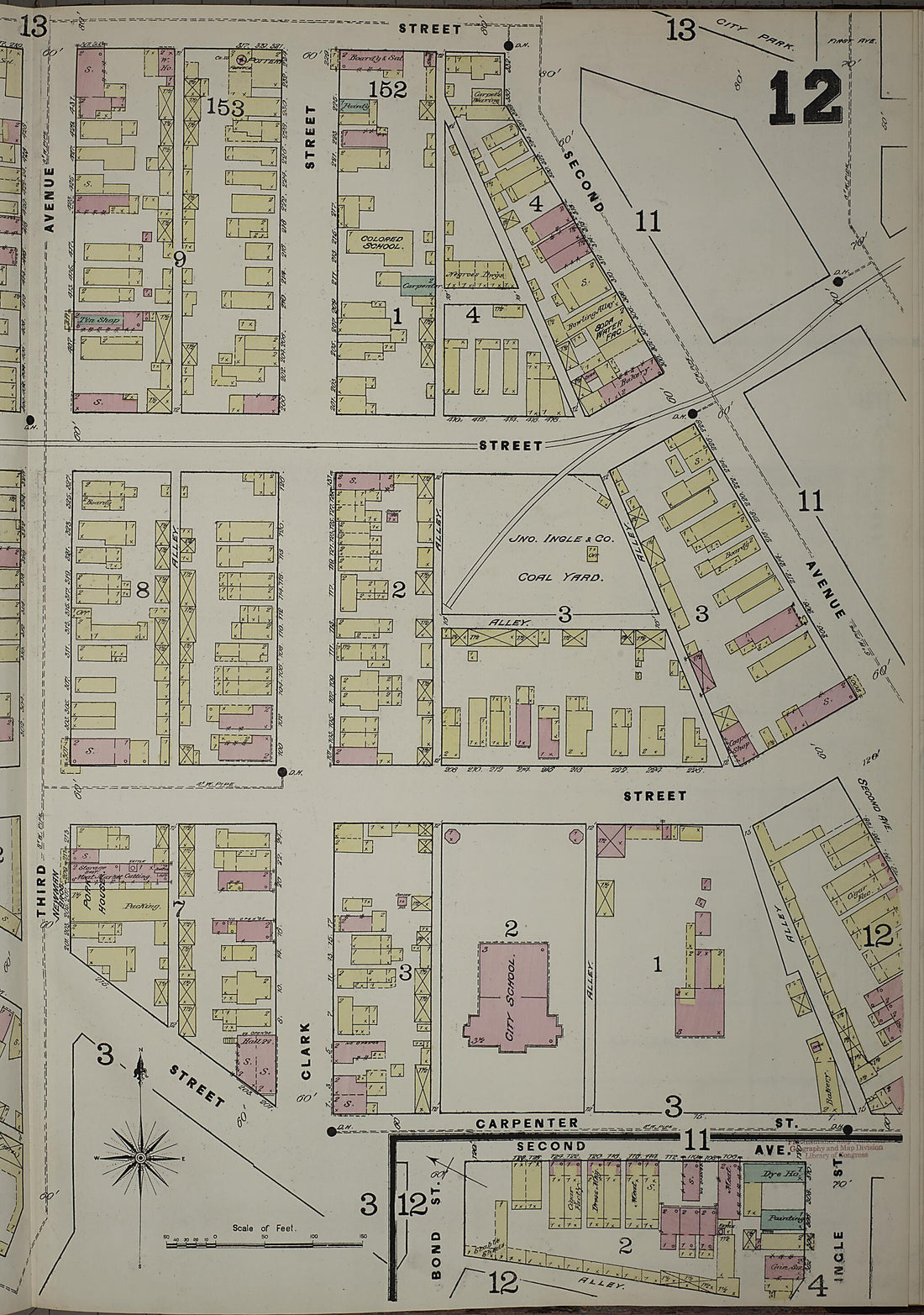 This old map of Evansville, Vanderburgh County, Indiana was created by Sanborn Map Company in 1884