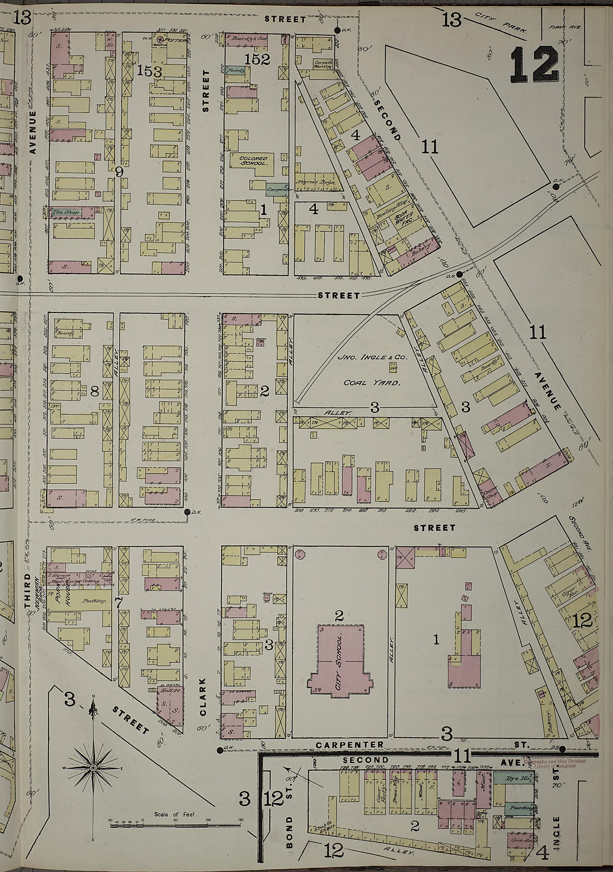 This old map of Evansville, Vanderburgh County, Indiana was created by Sanborn Map Company in 1884