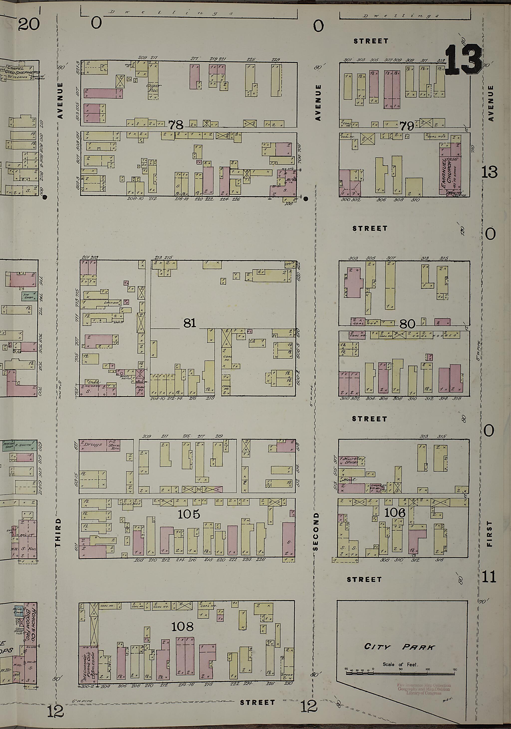 This old map of Evansville, Vanderburgh County, Indiana was created by Sanborn Map Company in 1884