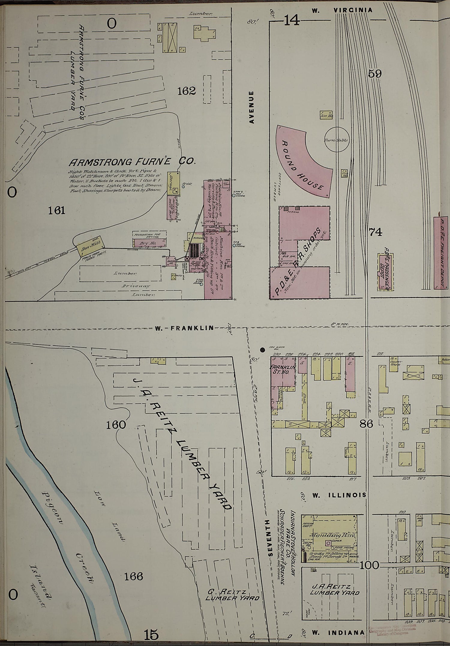 This old map of Evansville, Vanderburgh County, Indiana was created by Sanborn Map Company in 1884