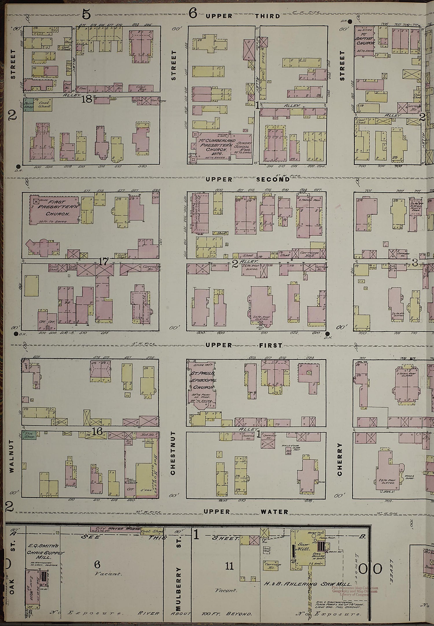 This old map of Evansville, Vanderburgh County, Indiana was created by Sanborn Map Company in 1884