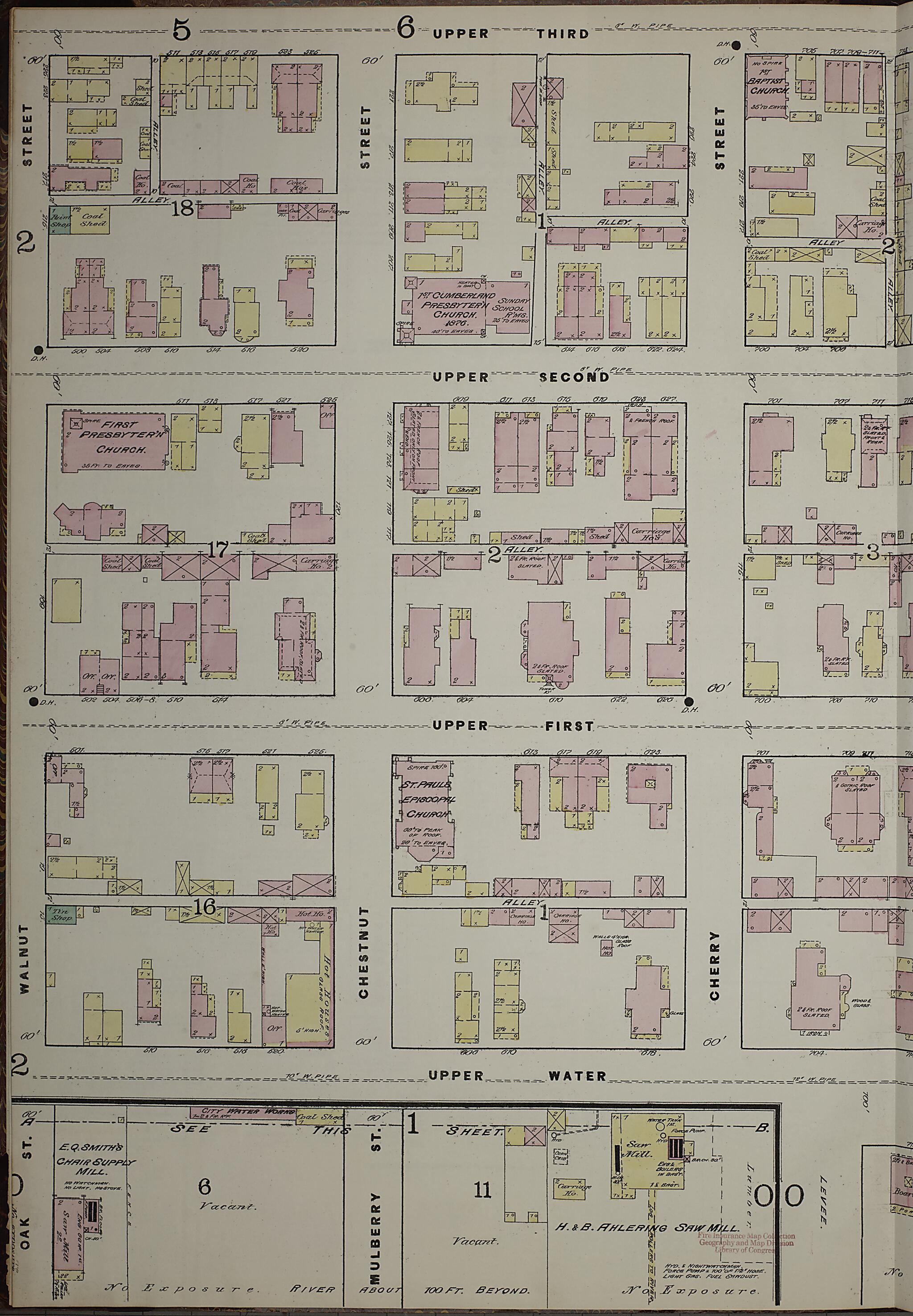 This old map of Evansville, Vanderburgh County, Indiana was created by Sanborn Map Company in 1884