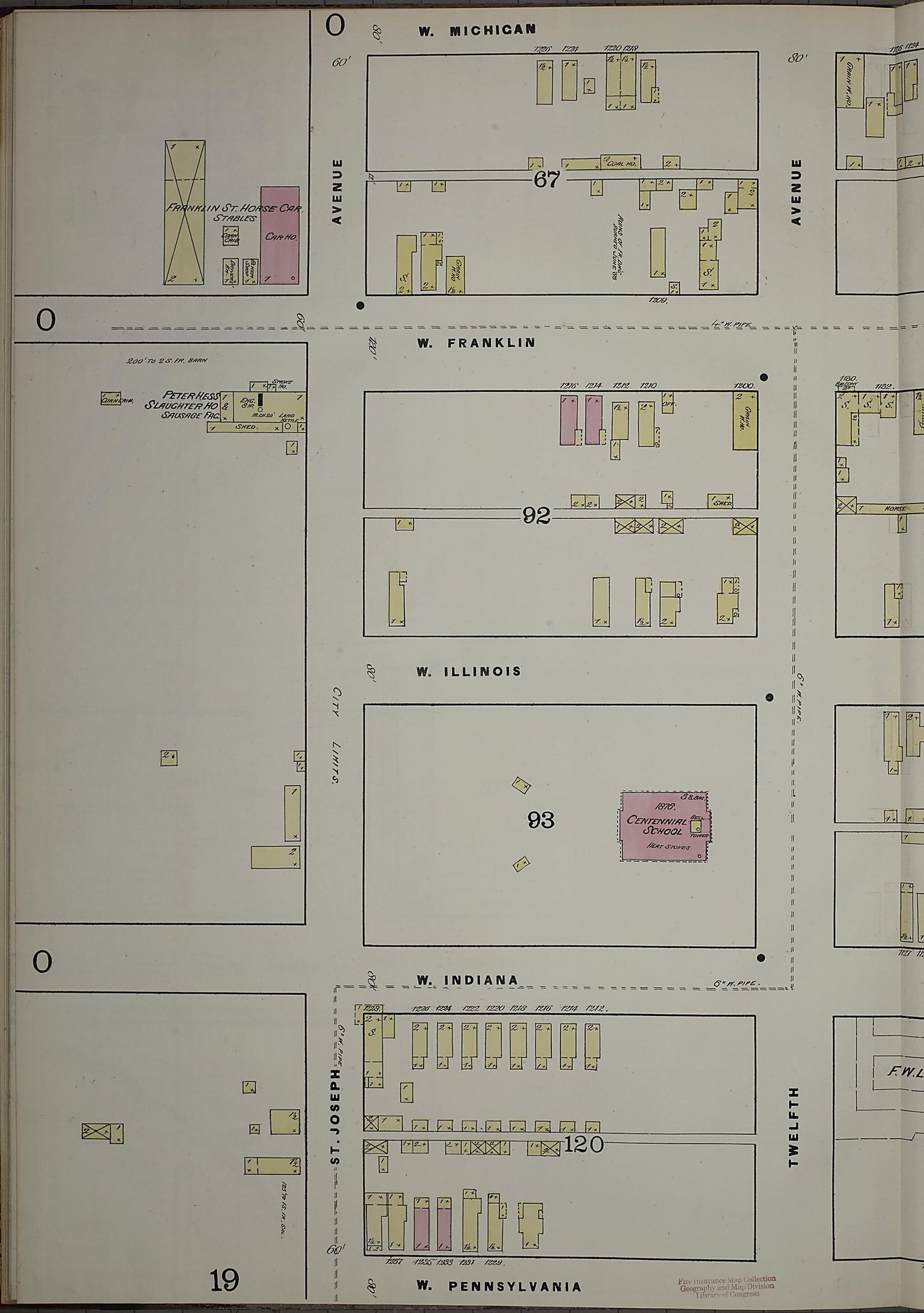 This old map of Evansville, Vanderburgh County, Indiana was created by Sanborn Map Company in 1884