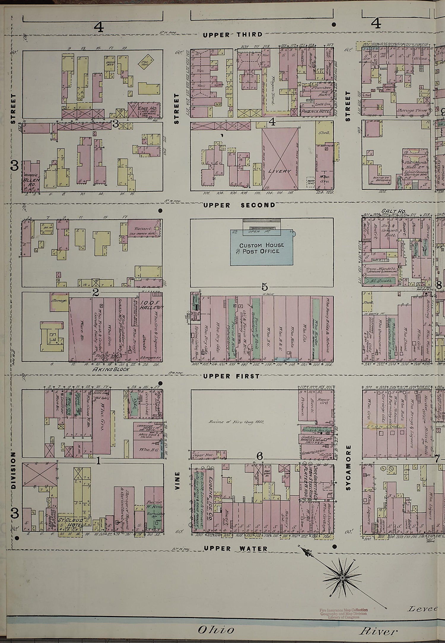 This old map of Evansville, Vanderburgh County, Indiana was created by Sanborn Map Company in 1884