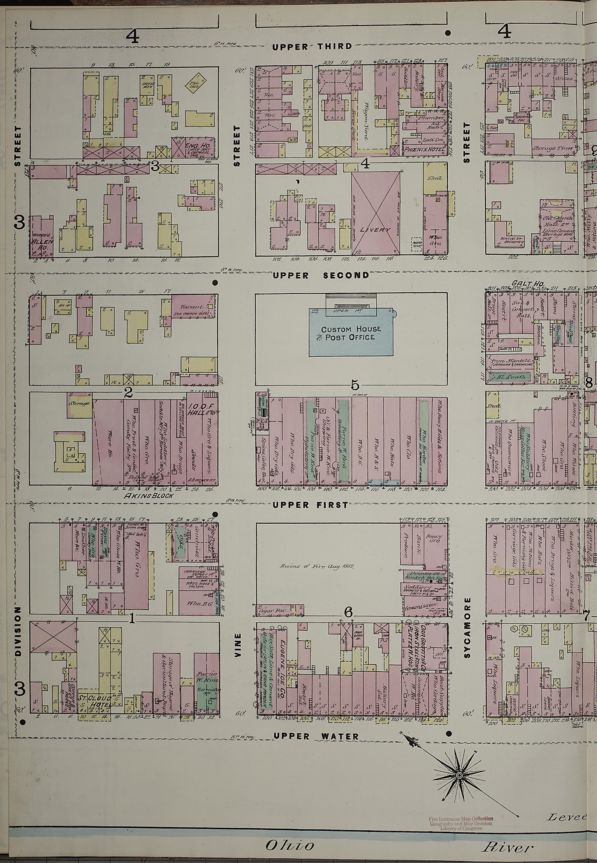 This old map of Evansville, Vanderburgh County, Indiana was created by Sanborn Map Company in 1884