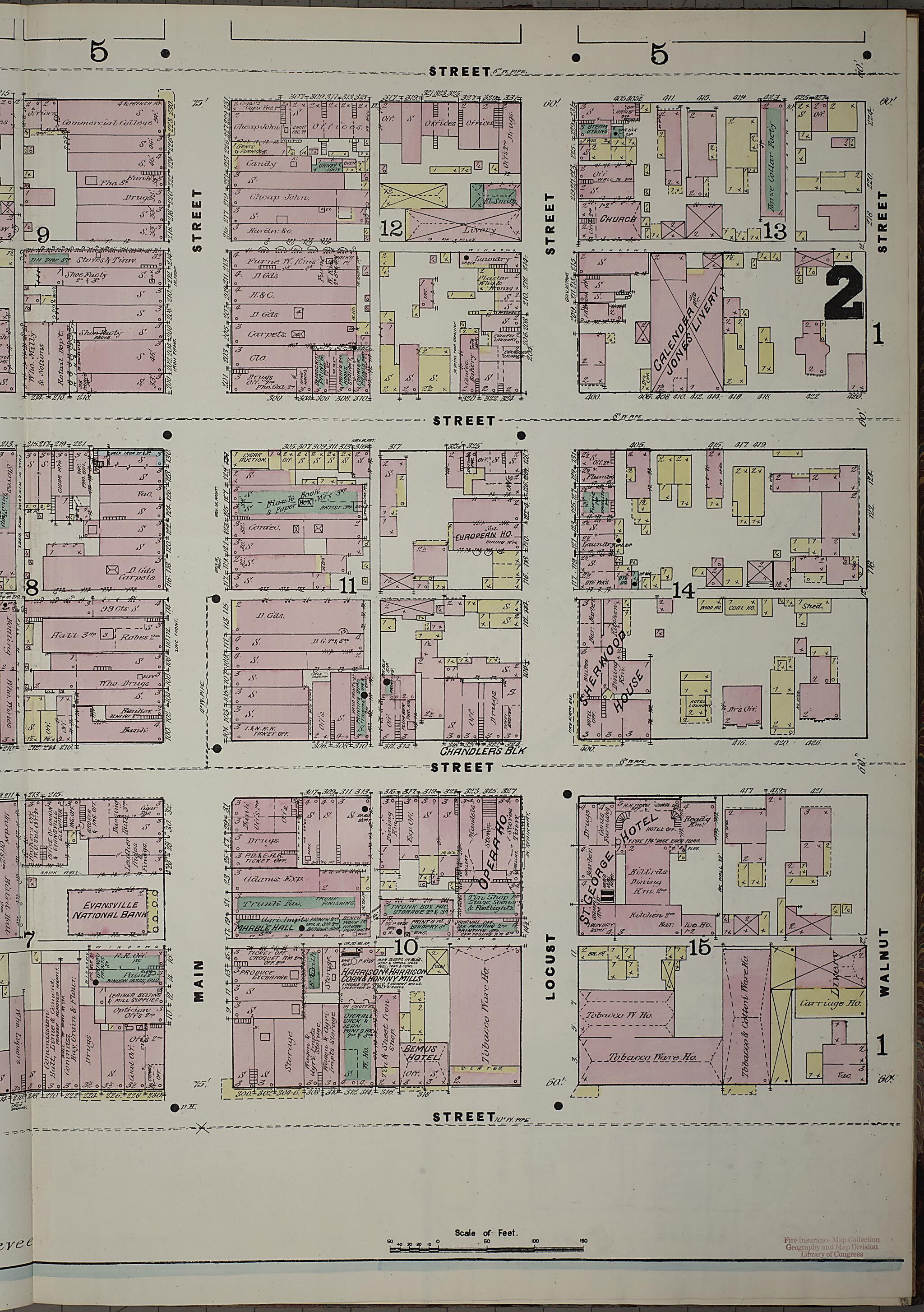 This old map of Evansville, Vanderburgh County, Indiana was created by Sanborn Map Company in 1884