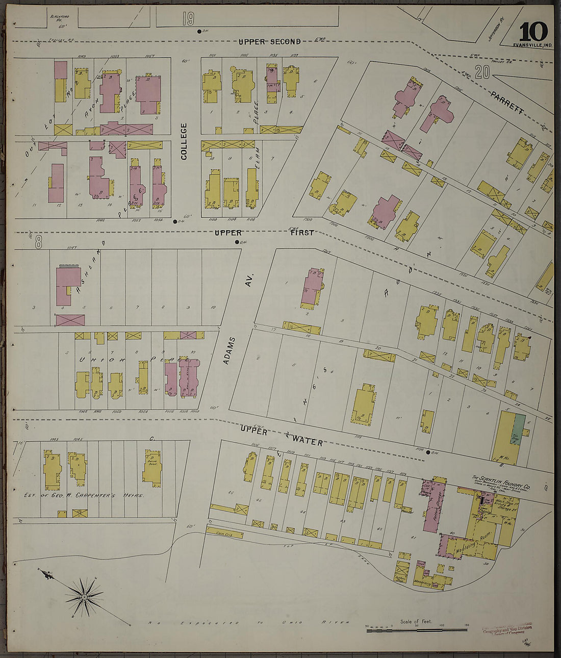 This old map of Evansville, Vanderburgh County, Indiana was created by Sanborn Map Company in 1895