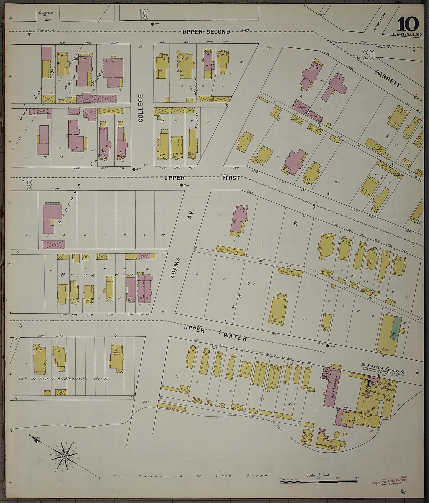 This old map of Evansville, Vanderburgh County, Indiana was created by Sanborn Map Company in 1895