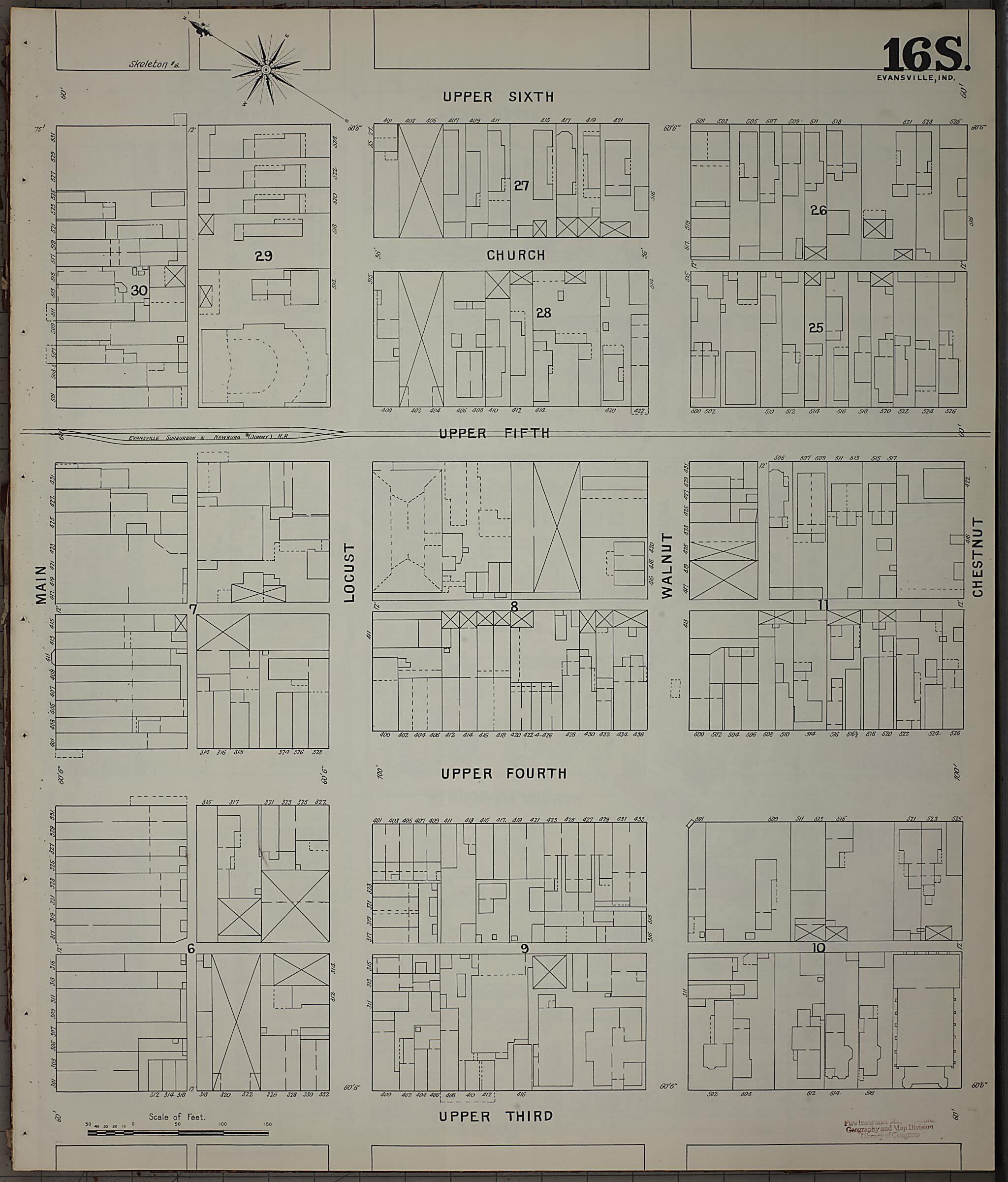 This old map of Evansville, Vanderburgh County, Indiana was created by Sanborn Map Company in 1895