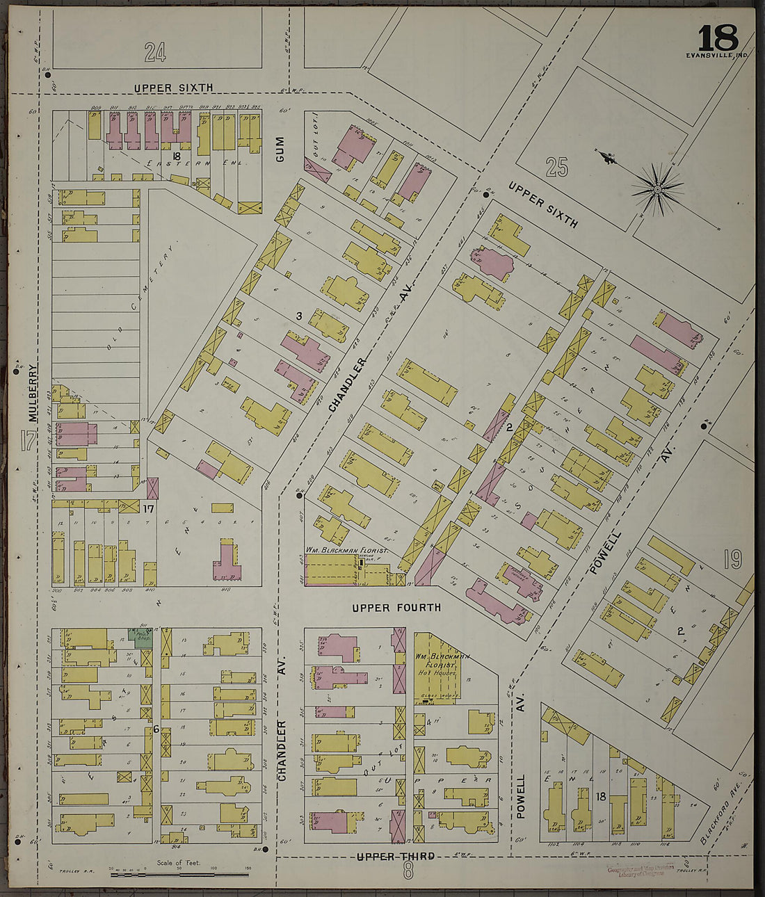 This old map of Evansville, Vanderburgh County, Indiana was created by Sanborn Map Company in 1895