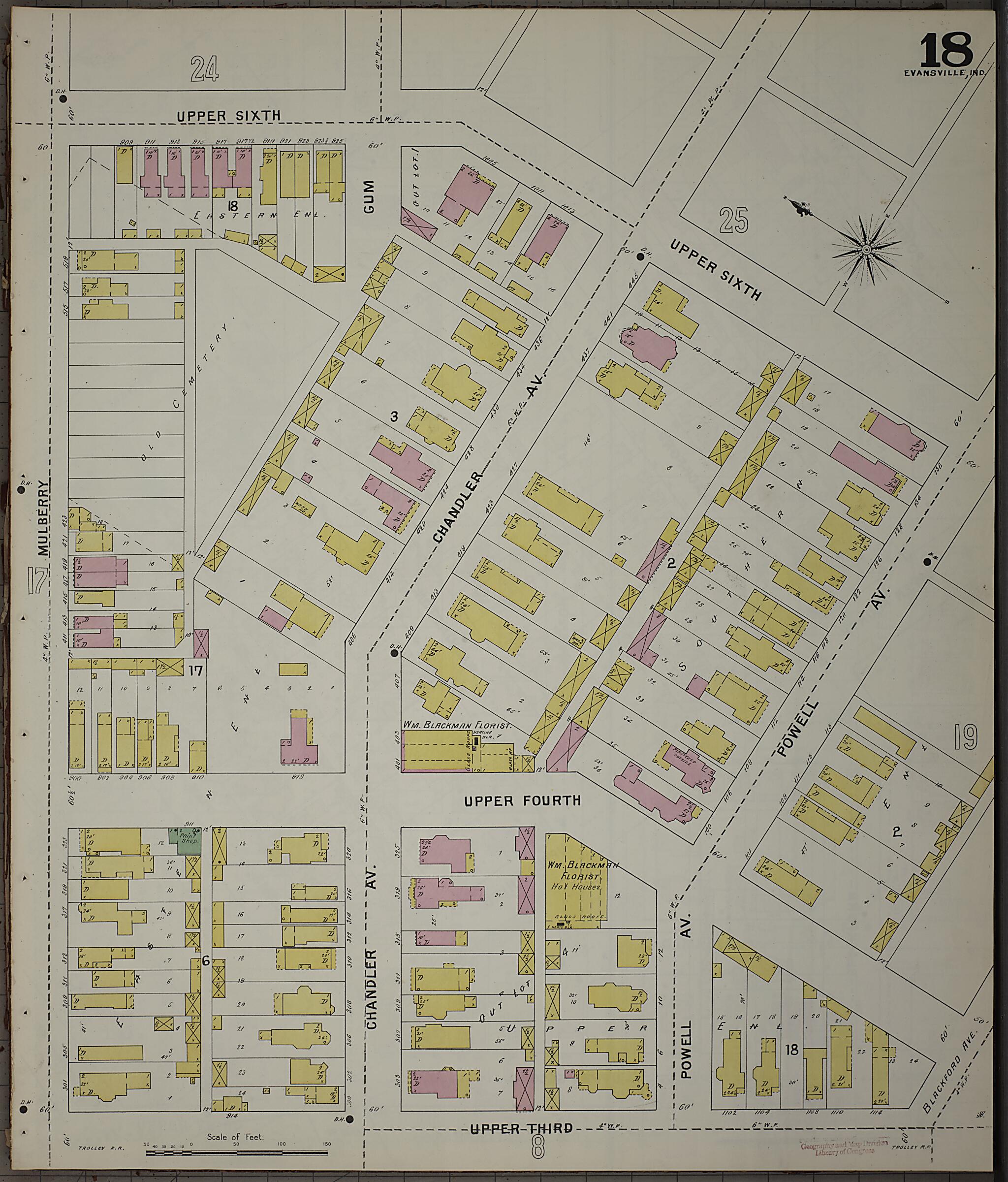 This old map of Evansville, Vanderburgh County, Indiana was created by Sanborn Map Company in 1895