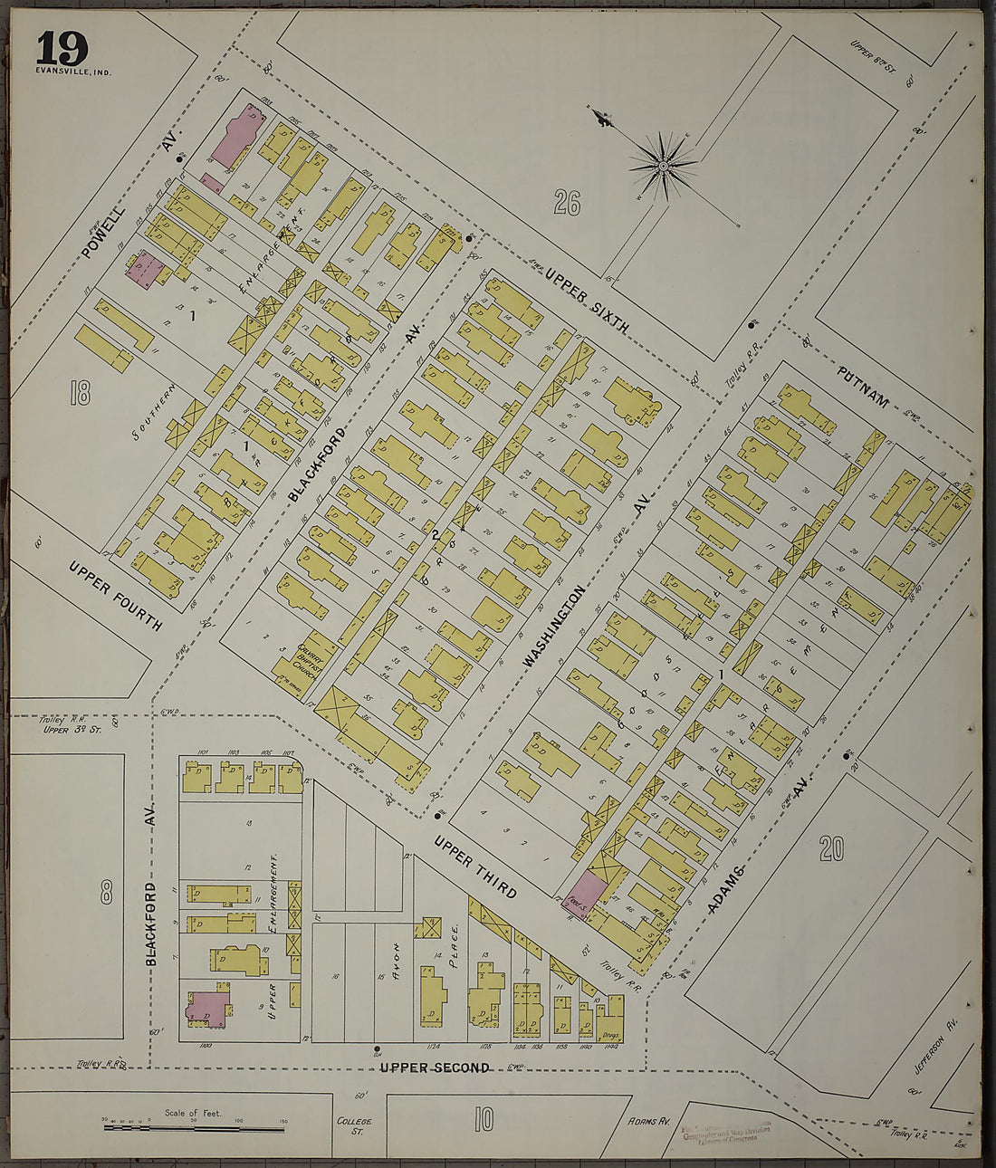 This old map of Evansville, Vanderburgh County, Indiana was created by Sanborn Map Company in 1895