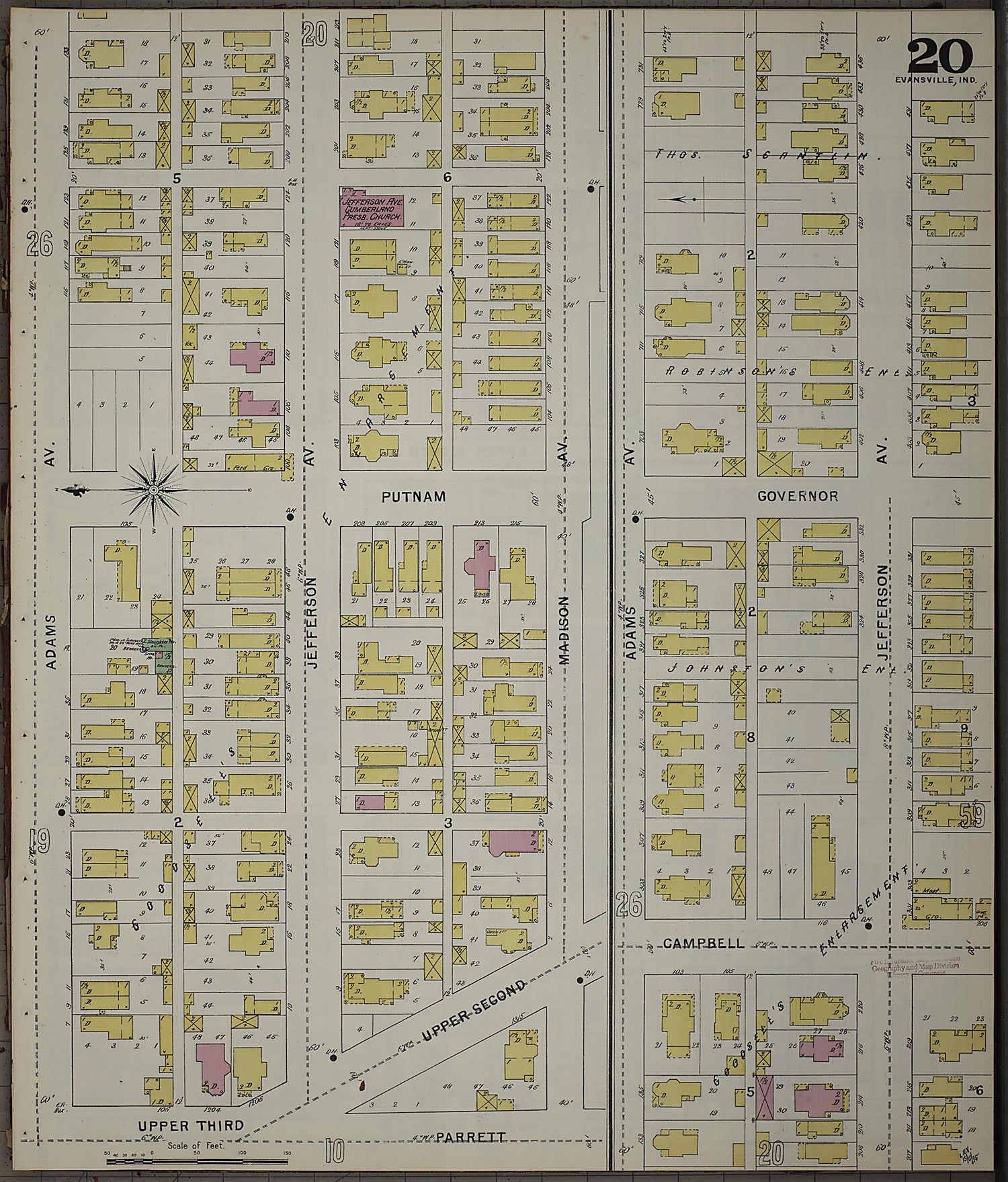 This old map of Evansville, Vanderburgh County, Indiana was created by Sanborn Map Company in 1895