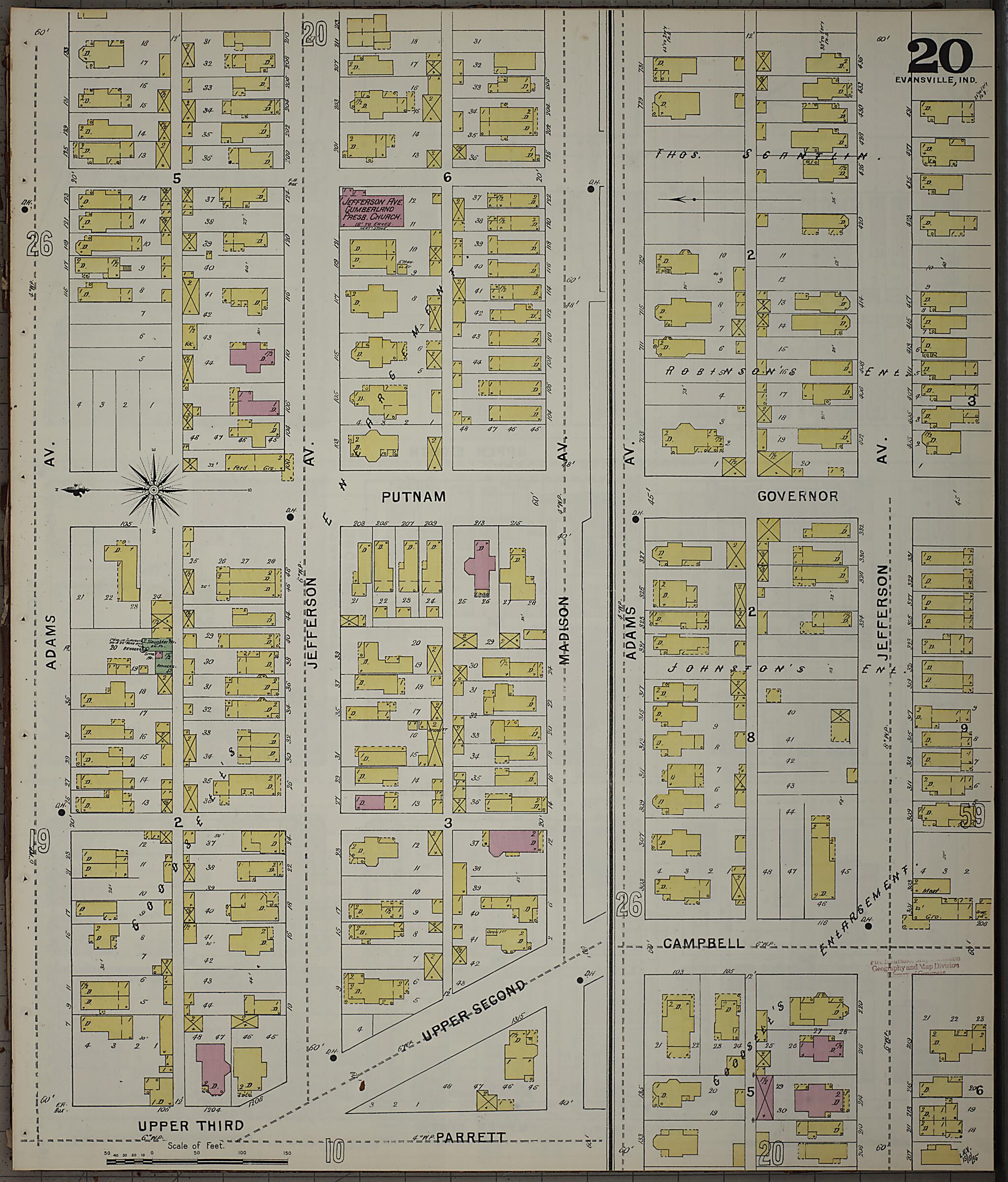 This old map of Evansville, Vanderburgh County, Indiana was created by Sanborn Map Company in 1895