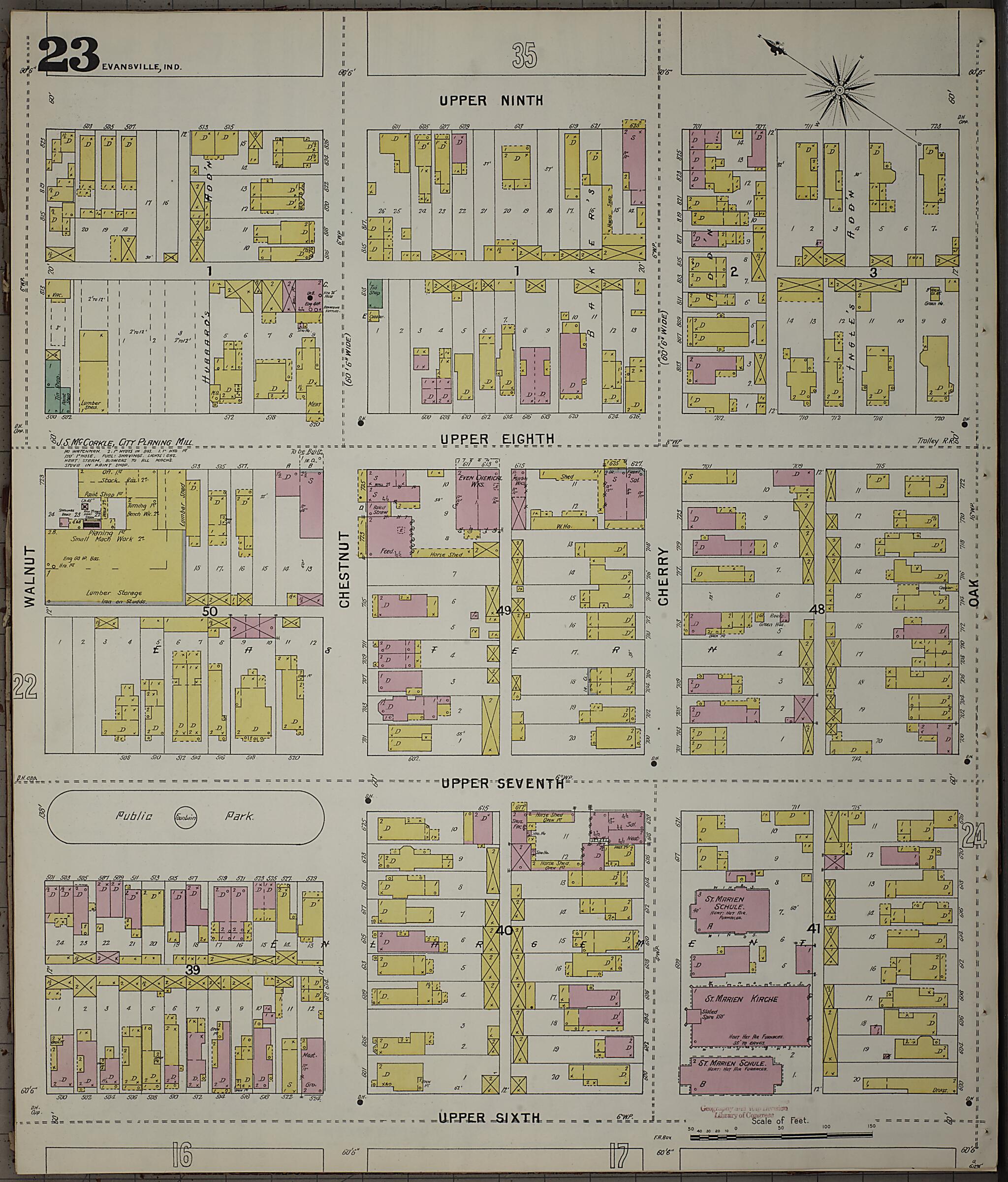 This old map of Evansville, Vanderburgh County, Indiana was created by Sanborn Map Company in 1895